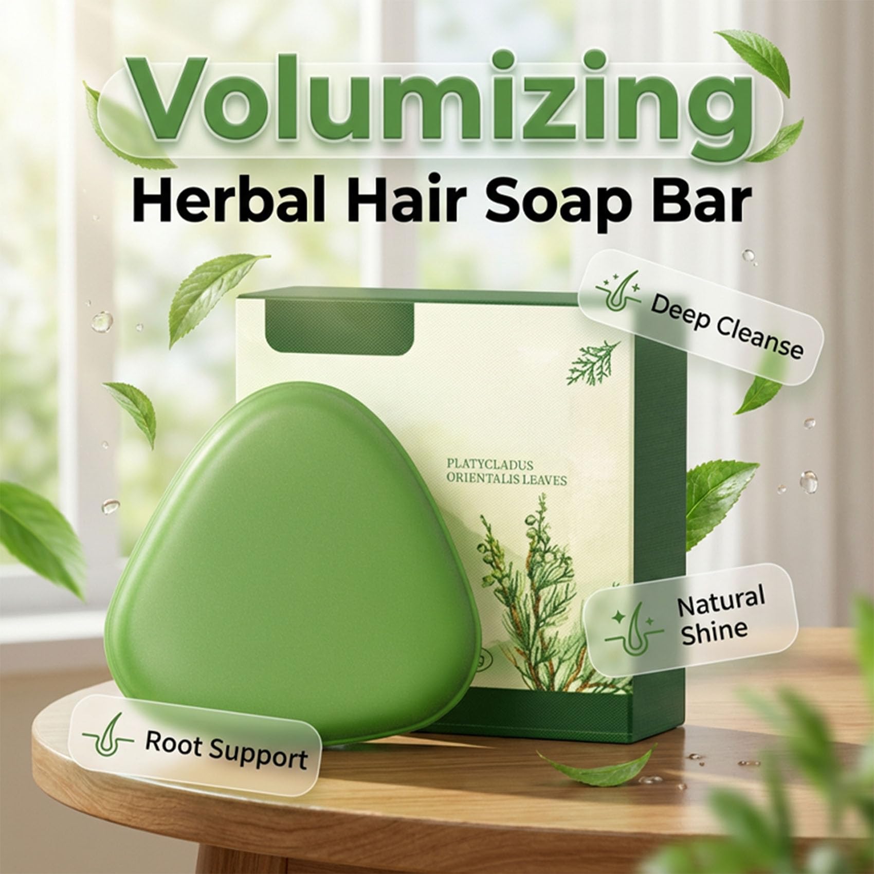 Shampoo solido alle erbe per capelli rinforzante, volumizzante (3Pcs) | Shampoo solido Nature Triangle, anti caduta e crescita dei capelli, pulizia delicata, per capelli diradati, donne e uomini