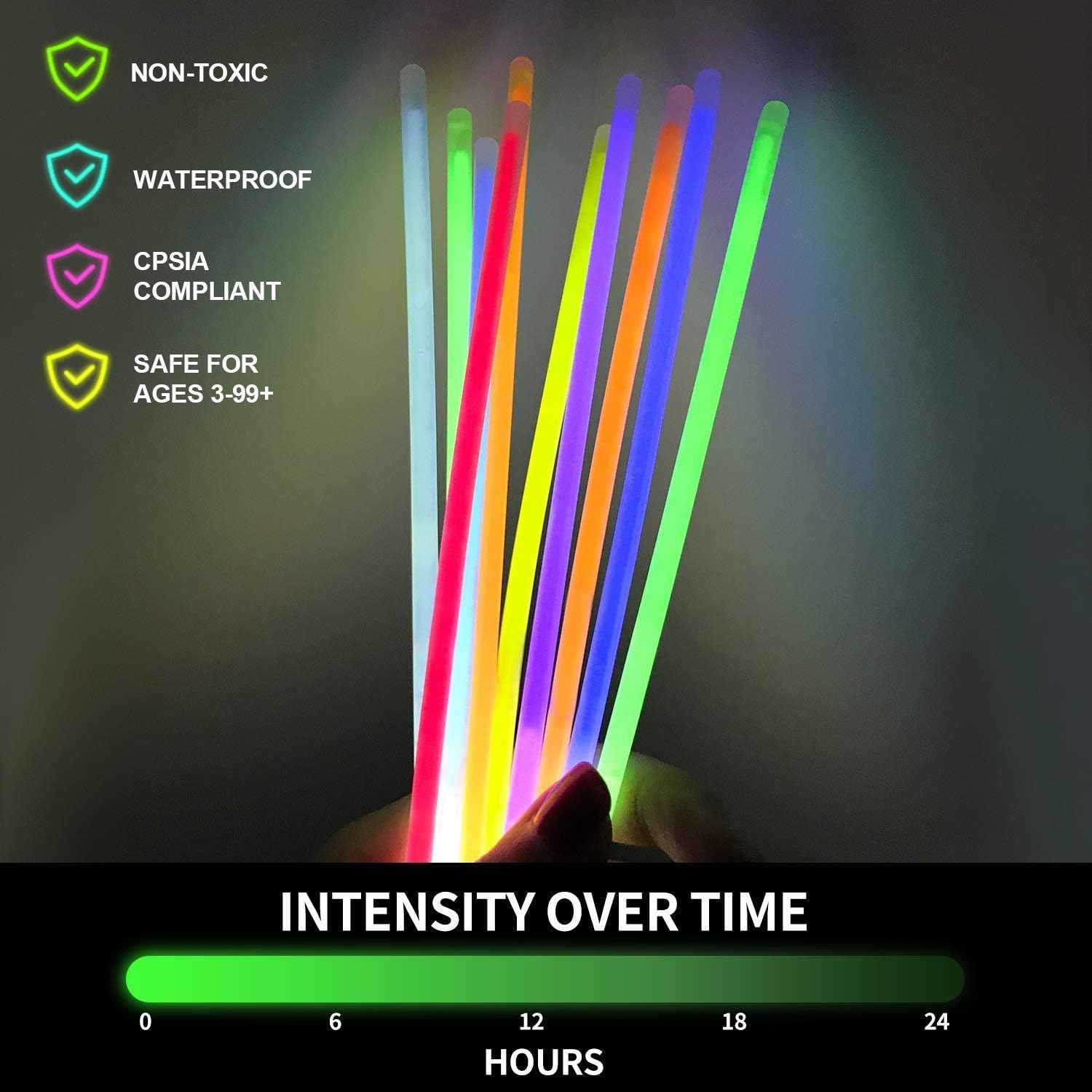 Attikee 840 PCS Glow Sticks Bulk, Glow Party Favors, 8 Inch 7 Colors 400PCS Glow Sticks & 440PCS Connectors for Eyeglasses Balls Flowers Necklaces Bracelets, Glow in Dark Light Sticks for Kids Adults