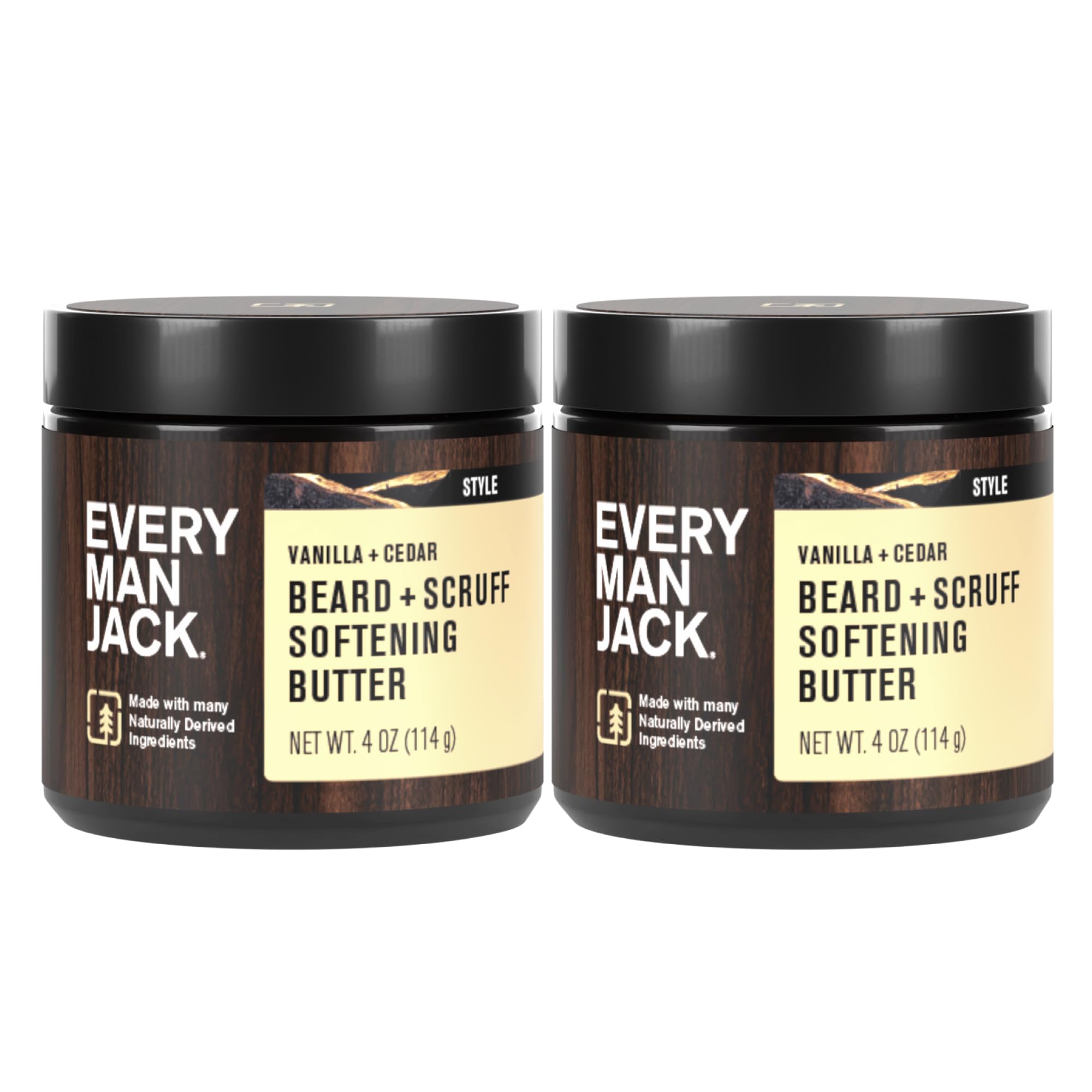 Every Man Jack Beard & Scruff Softening Butter- Vanilla & Cedar Fragrance - Hydrates & Styles Dry, Unruly Beards While Relieving Itch - Made with Shea