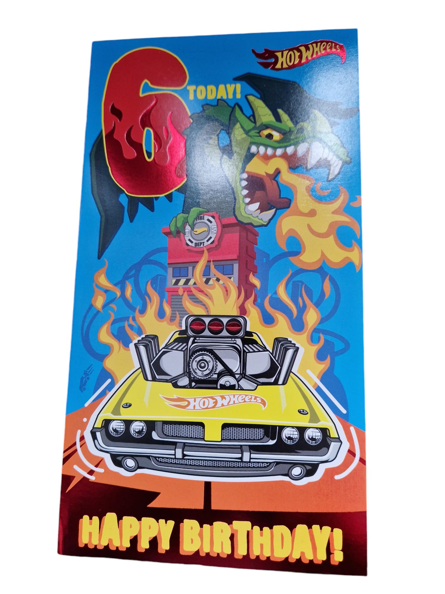 HOT WHEELS BIRTHDAY CARD AGE 6 HAPPY 6TH BIRTHDAY CARD