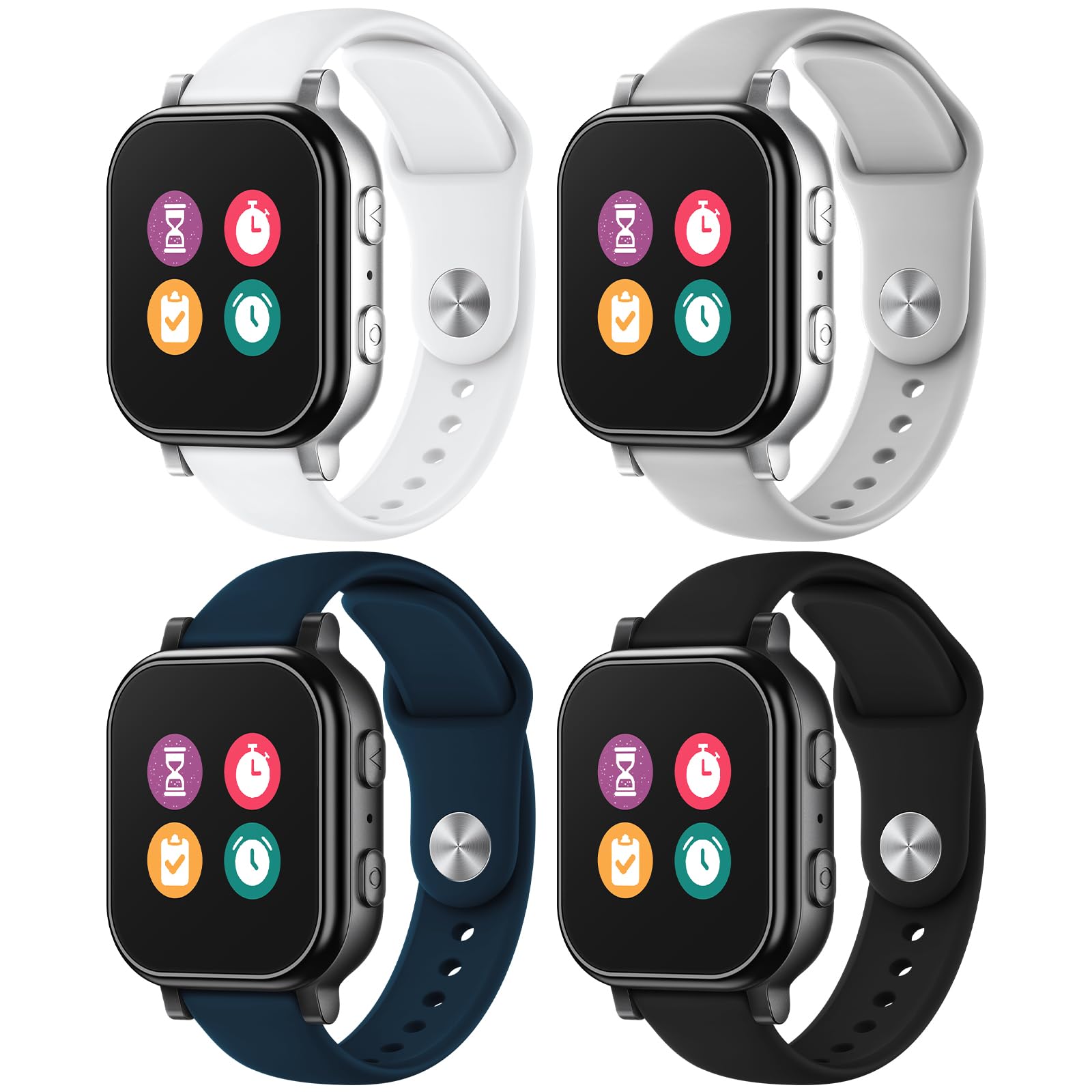 Paquete de 4 correas de reloj de silicona impermeables para niños, compatibles con Gizmo Watch 3, 2, 1, Gabb Watch 3, 2, 1, SyncUP, Cosmo JrTrack, correas deportivas ajustables de repuesto para niños