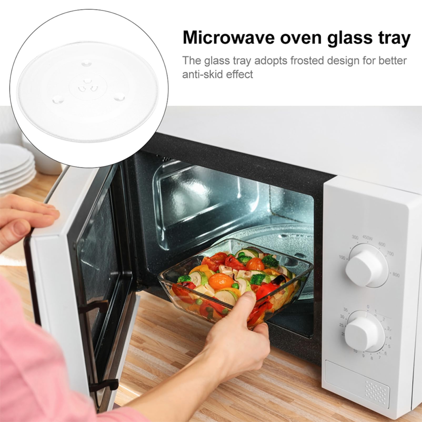 Piatto Girevole in Vetro per Microonde Vassoio Girevole per Forno Microonde Sostituzione Facile e Sicura per Cottura Rapida