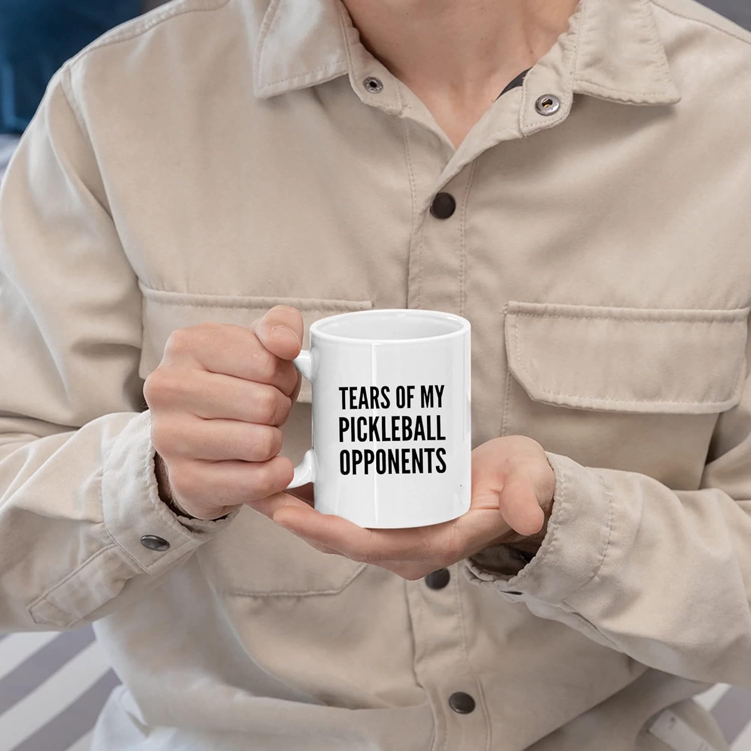 Panvola Tears of My Pickleball Opponents Pickleball Gifts Sports Player Dad Mom Uncle Aunt Boyfriend Girlfriend Coach Gifts Coffee Mug Ceramic Cup Novelty Drinkware (11 oz, White) - Image 4