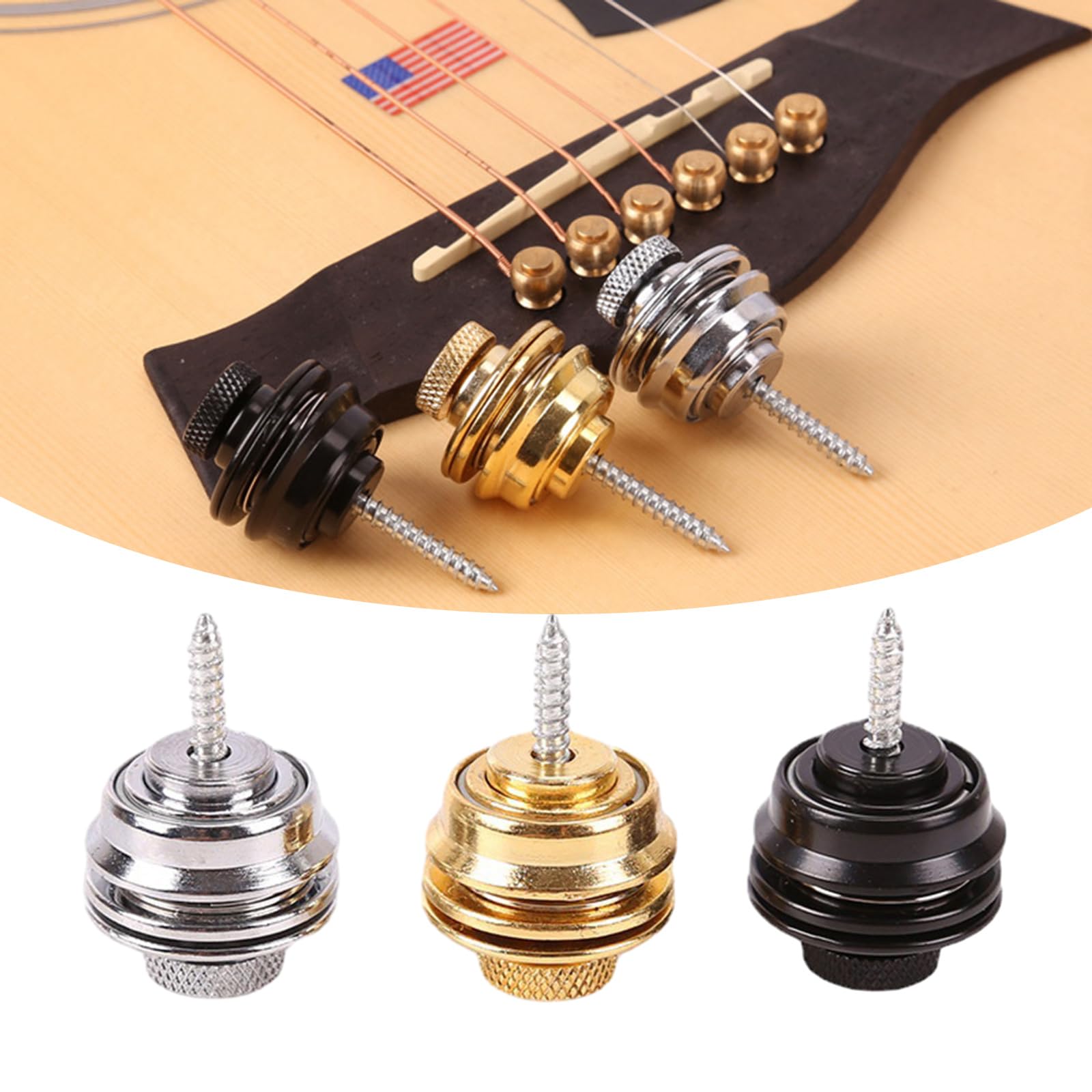 2Pcs Metal Guitar Strap Locks Guitar Strap Buttons Guitar Strap Buttons End Pins With Mounting Screws Guitar Straplocks