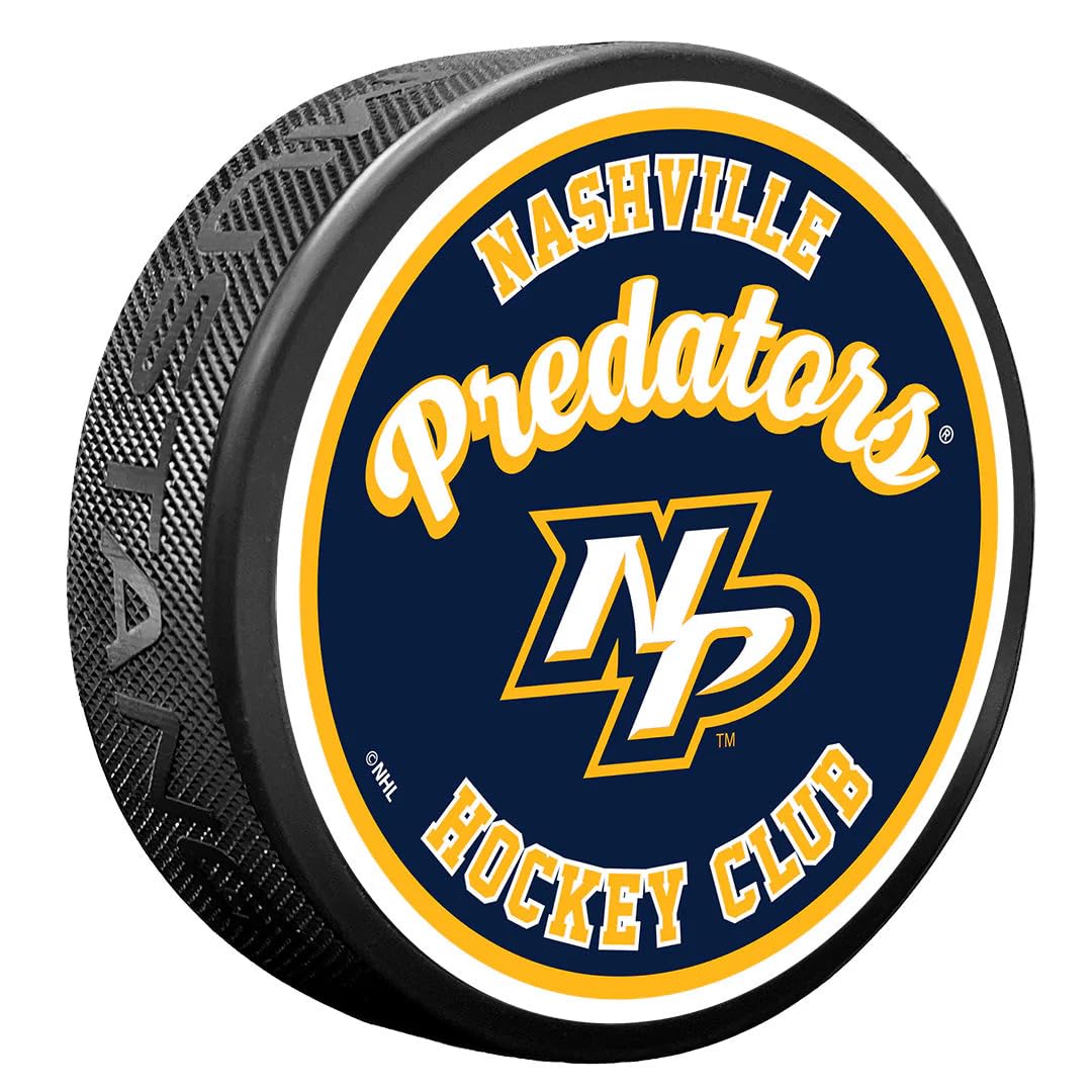 Sports Decor Nashville Predators Puck | Retro Script