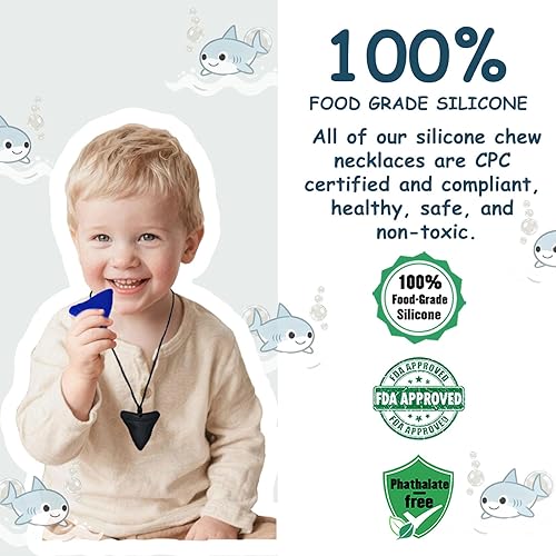 Miniatura 4 de Collares masticables para niños sensoriales, paquete de 6 collares masticables juguetes sensoriales para autismo, TDAH, ansiedad, collar