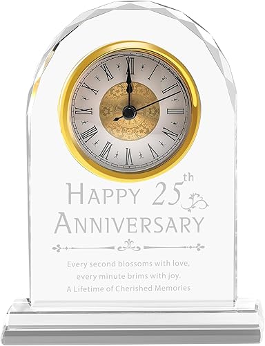 25th Anniversary Wedding Decorations - Crystal Clock & Keeps