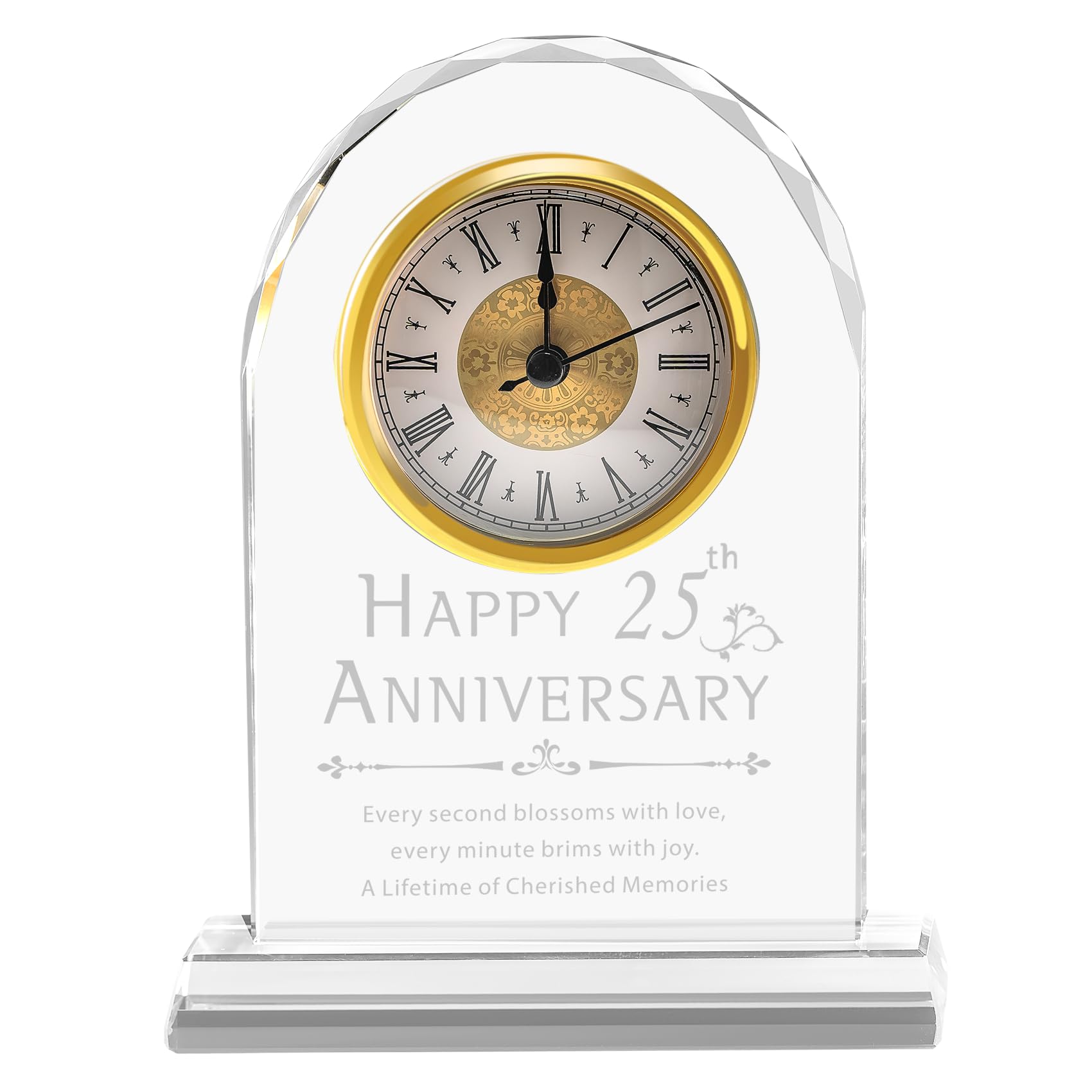 25th Anniversary Wedding Decorations - Crystal Clock & Keepsake Gifts for Couple & Parents