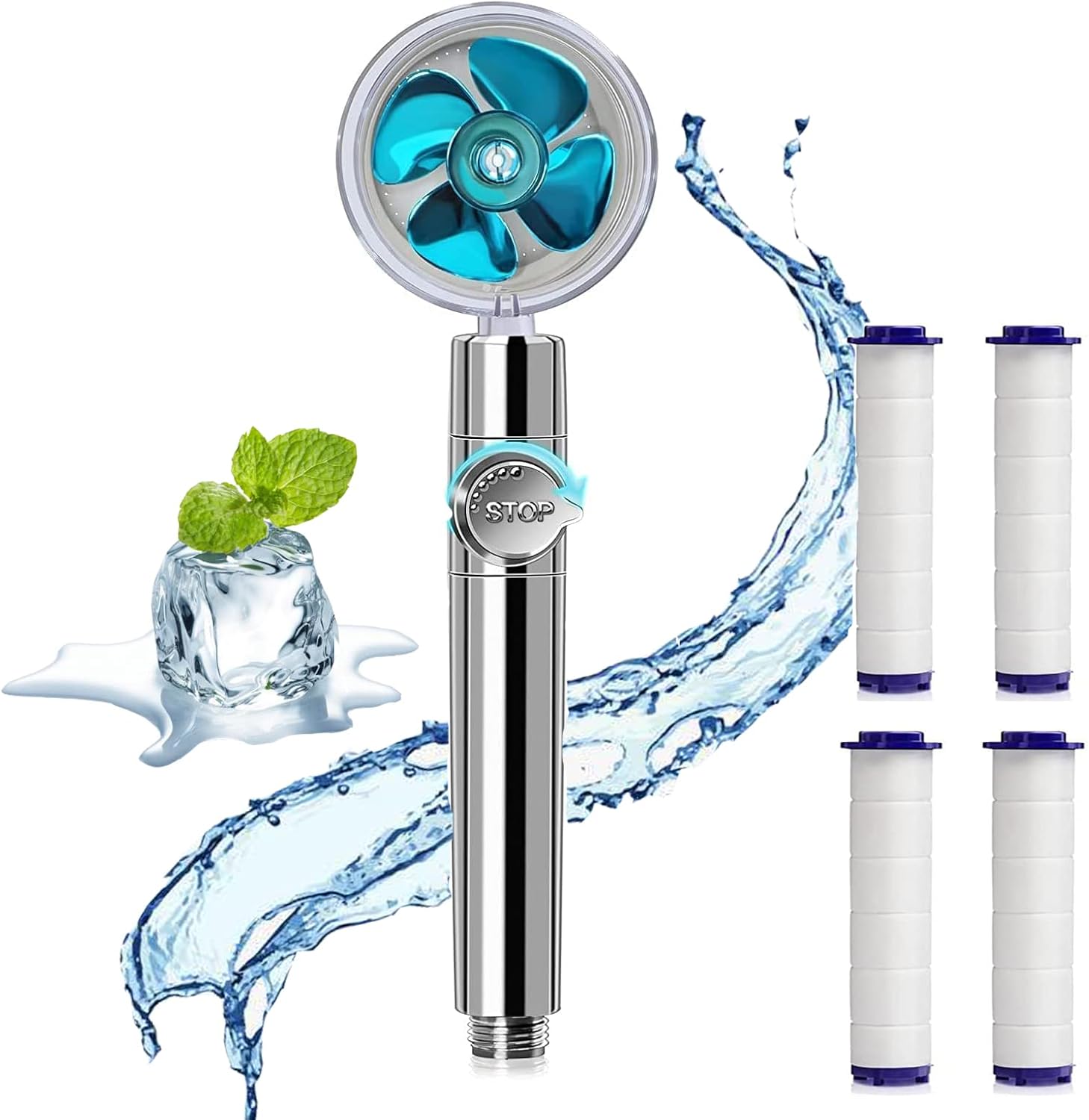 Shower Head,High Pressure Water Saving Shower Head Propeller Turbo