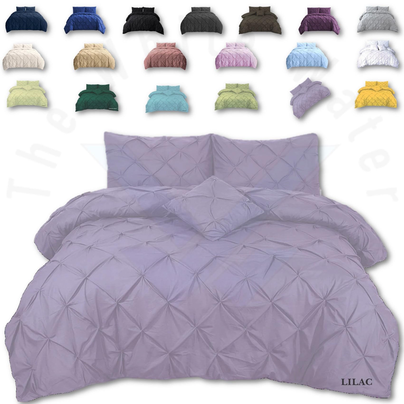 TheWhiteWater Duvet Set - 2in1 Single - Lilac Bedding Set - Duvet Cover + Matching Pillowcases - Cotton + Polyester - Polycotton Pintuck Cover (Lilac, 2in1 Pintuck - Single)