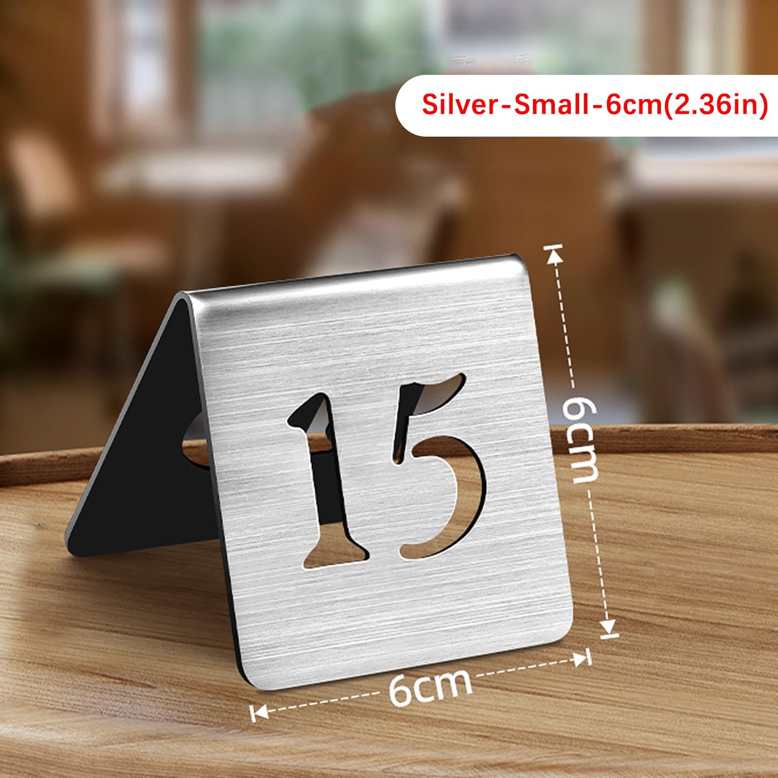 Tischaufsteller Beschilderung 1-10/15/20/25/50/100, Tischnummern für Restaurants, Edelstahl Tischaufsteller Schild, Platzkarten Hochzeit Tischnummernkarten Schild Weddings Tischdeko(Silver-6cm,1-100)