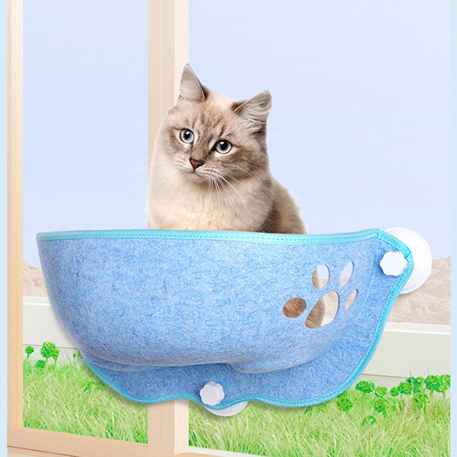 Hamaca de ventana para gatos con ventosas, para descansar, cama de descanso, de tela transpirable, hamaca colgante con ventosas