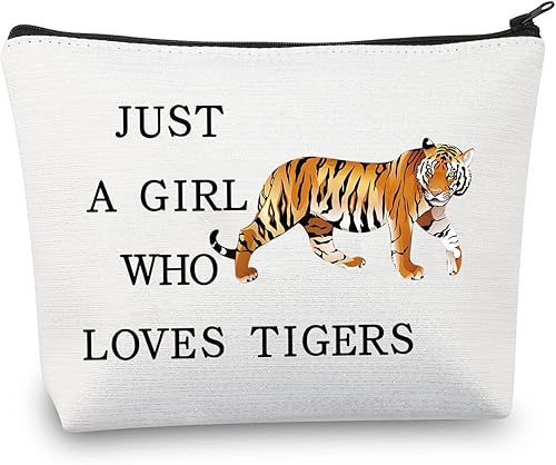 LEVLO Divertida bolsa de cosméticos de tigre, regalo para amantes de los animales, solo una chica que ama a los tigres, bolsa de maquillaje con