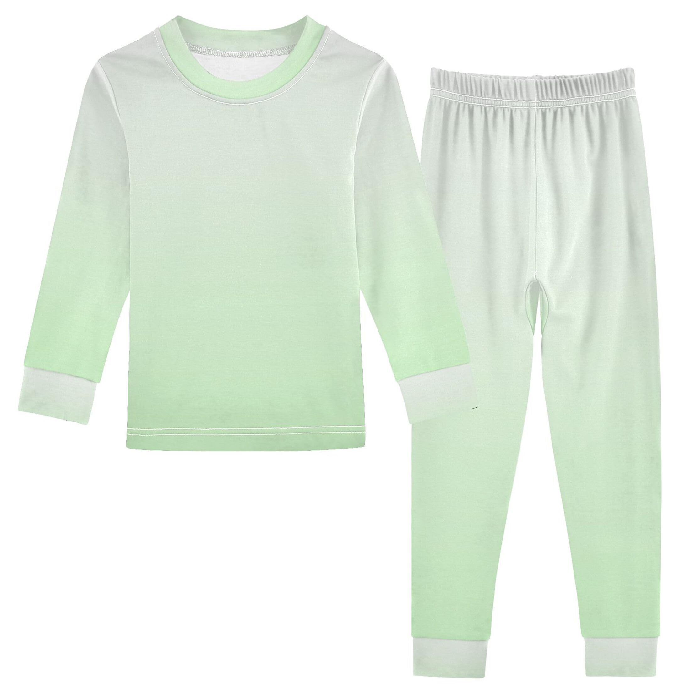 Gradient Light Green Long Sleeve Pajamas Set Sleepwear Jammies 2pcs Set Pjs Gradient Light Green 02