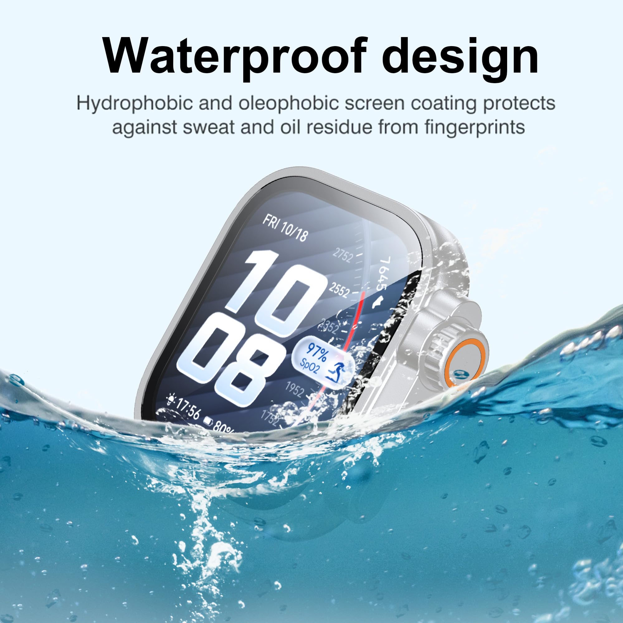 zZjoOoj Etui z folią ochronną do Huawei Watch Fit 5 Pro, całkowita osłona ochronna, wbudowane szkło hartowane ochrona wyświetlacza wysoka czułość, Starlight