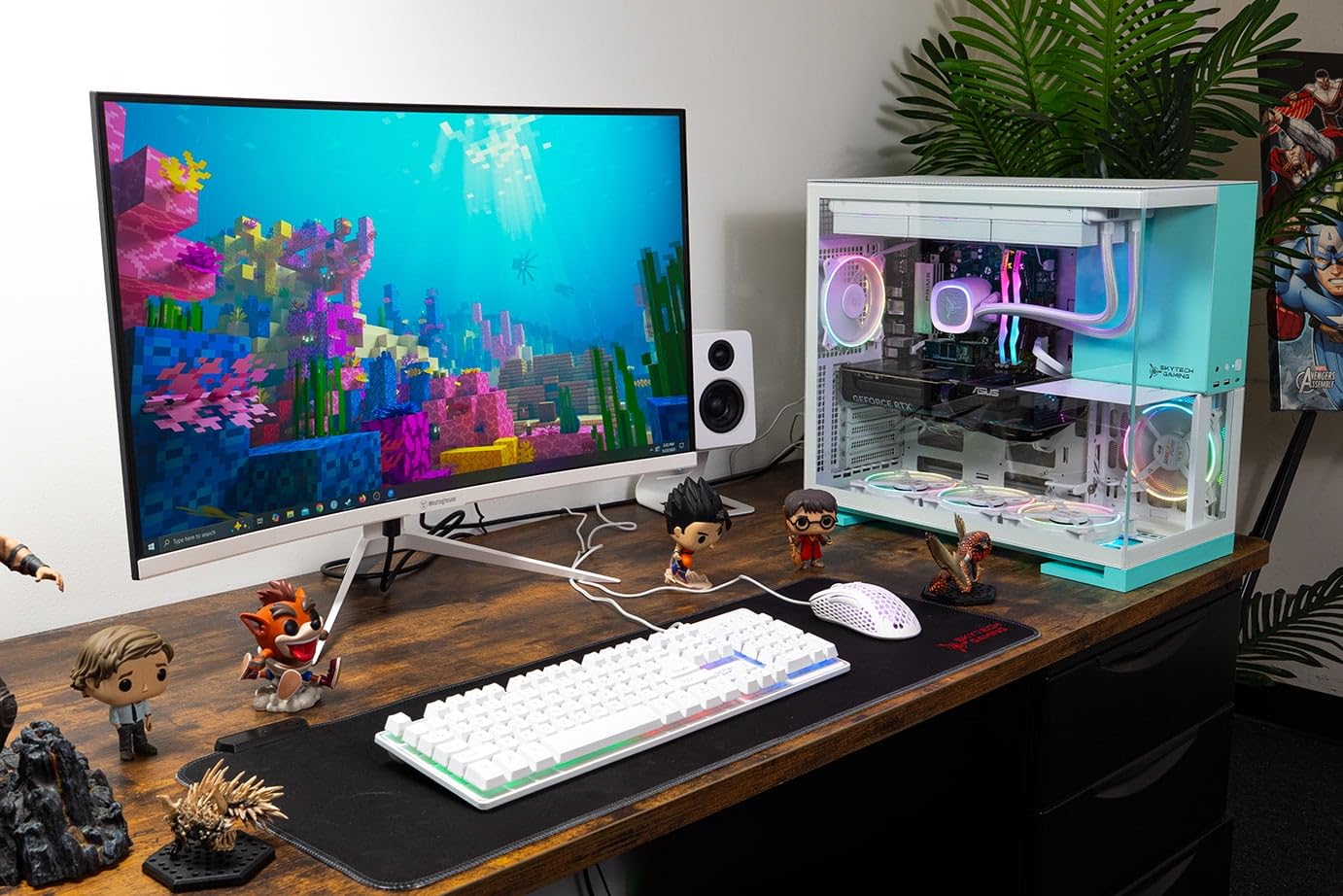 Skytech Gaming Aqua Gaming PC, AMD Ryzen 7 7700X 4.5GHz, NVIDIA RTX 5070 12GB, 1TB Gen4 NVMe SSD, 32GB DDR5 RAM 5600, 850W Gold ATX 3 PSU, 360 ARGB AIO, Wi-Fi, Win 11, Desktop