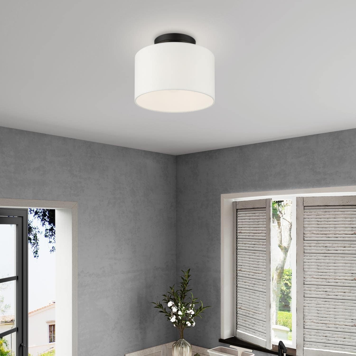 Livex Lighting Meridian - 1 Light Semi-Flush Mount - 13 Inches Wide by 8.5 Inches high-Black Finish