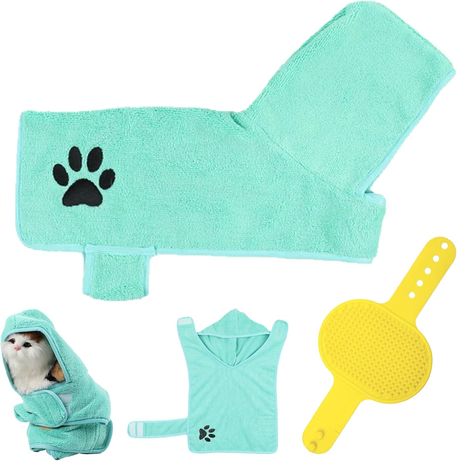 DKDDSSS Dog Drying Coat, Dog Towel Robe Microfibre, Dog Bathrobe Towel with Adjustable Strap