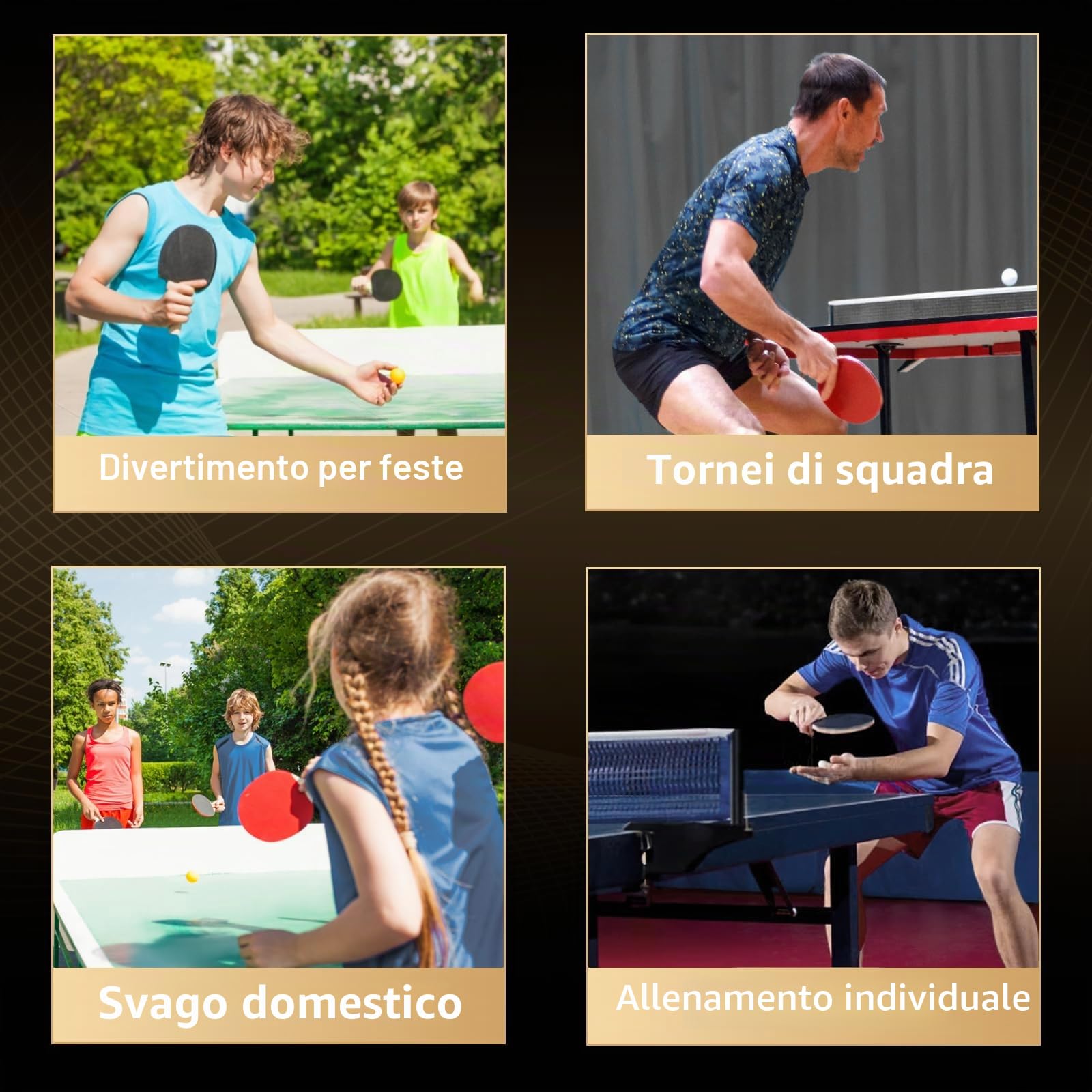 Set da ping pong, 2 racchette da ping pong professionisti, 3 palline da ping pong e borsa per il trasporto, ideale per principianti, famiglie e professionisti