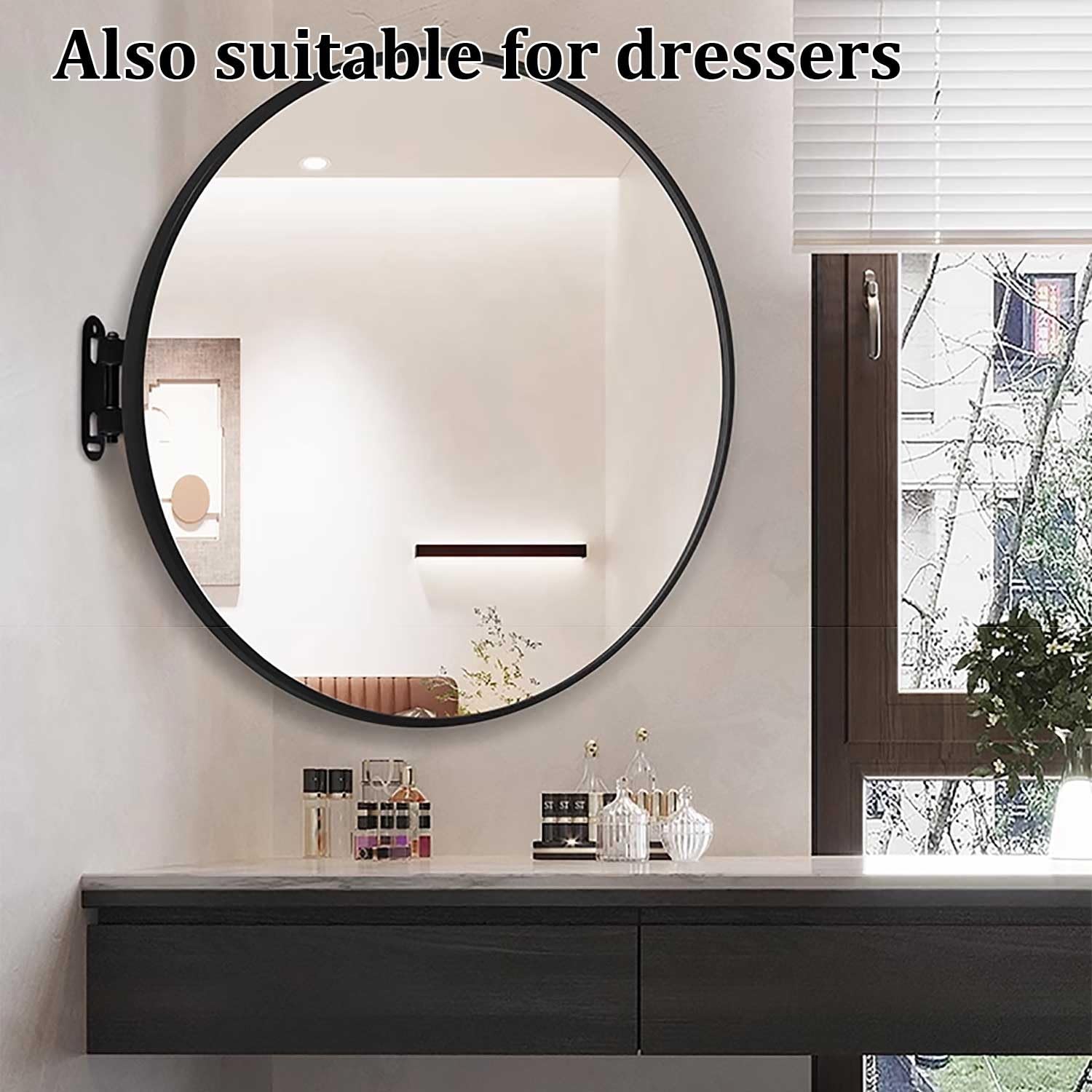 Miroir de salle de bain pliable incassable à fixer au mur pour petites pièces, idéal pour salle de bain, chambre à coucher et décoration d'intérieur (70 x 70 cm)