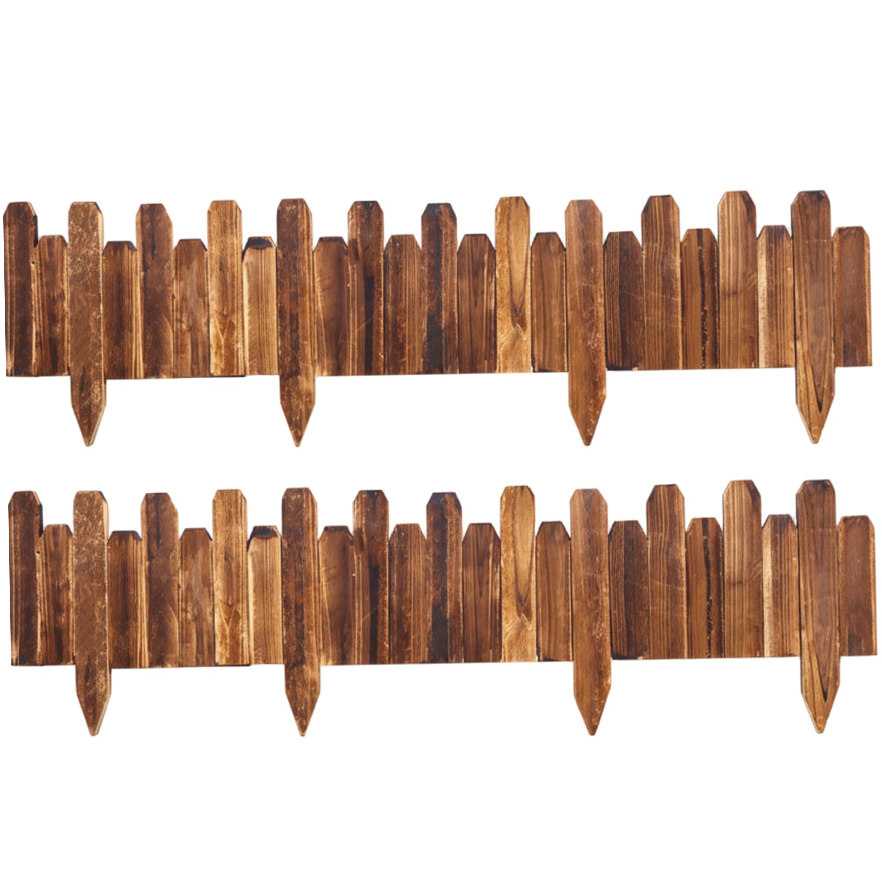 Bordure jardin pliable en bois carbonisé résistante aux intempéries lot de 2 clôtures
