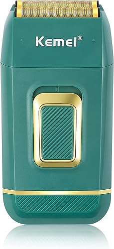 KEMEI Afeitadora eléctrica profesional de doble lámina para hombres, afeitadora eléctrica para hombres calvos, suministros de barbero para cabello y