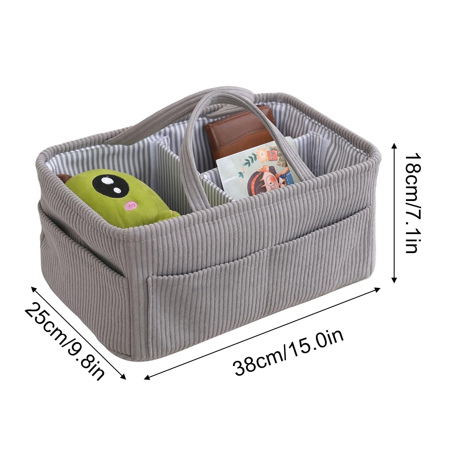 Cesta organizadora de pañales, almacenamiento portátil para guardería, mesita de noche, sofá, maletero de coche, soporte de pana para toallitas, biberones de leche, artículos esenciales para bebés