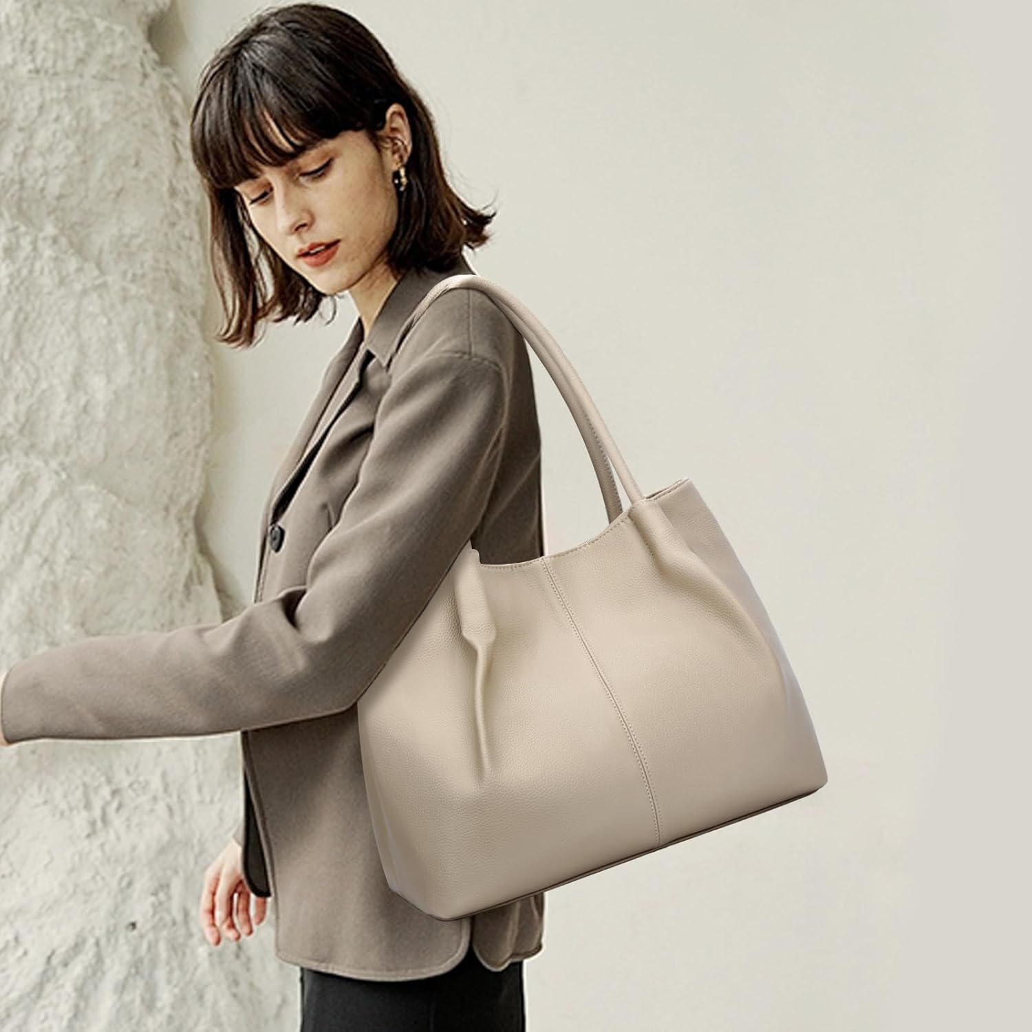 KKXIU Tote Bag for Women Vegan Leather Shoulder Purse Large Capacity Travel Bag - Image 2