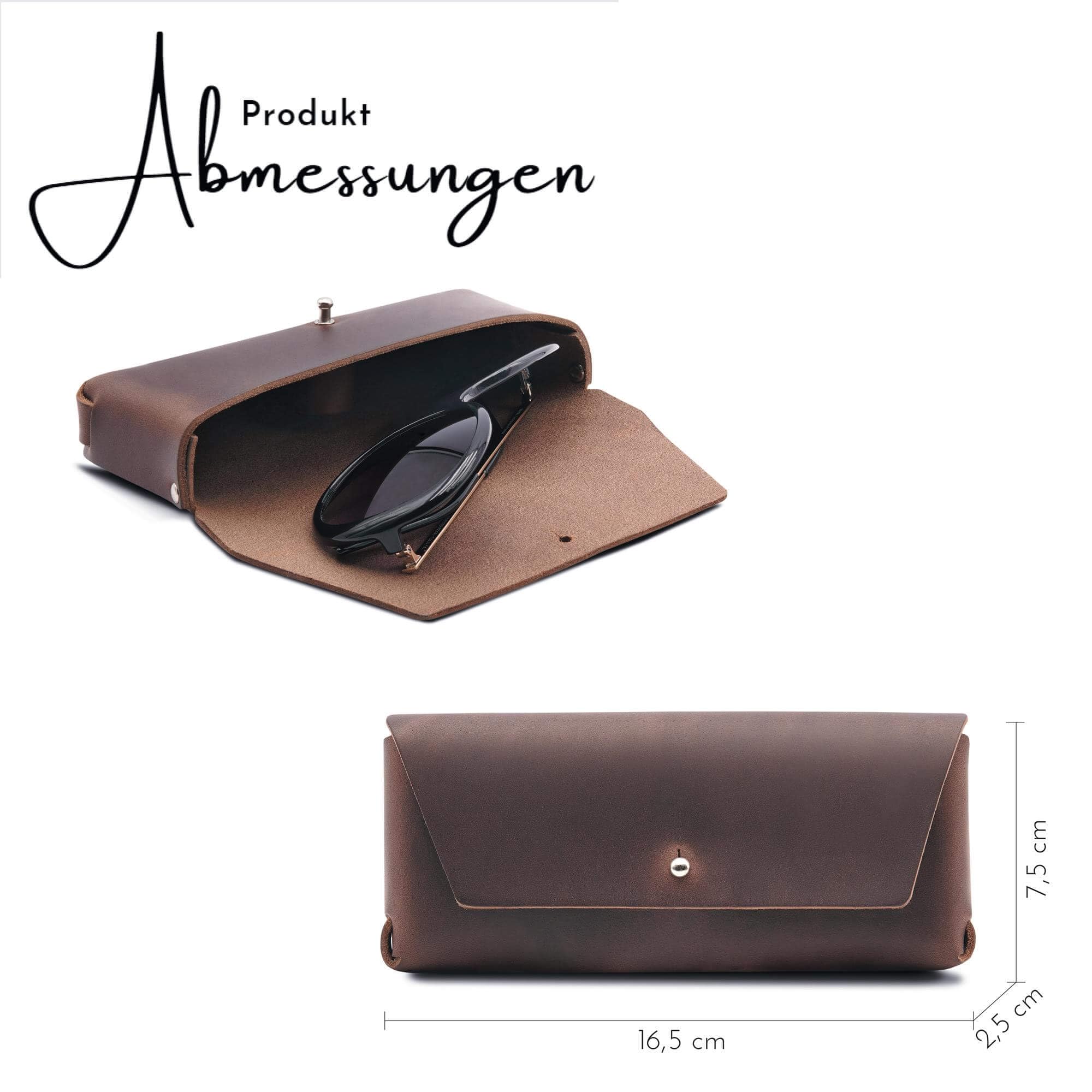 Brillenetui "Gert" aus Leder für Lesebrille, große Sonnenbrille, Gleitsichtbrille, Softcase Etui Leder für Damen & Herren, Brillenaufbewahrung