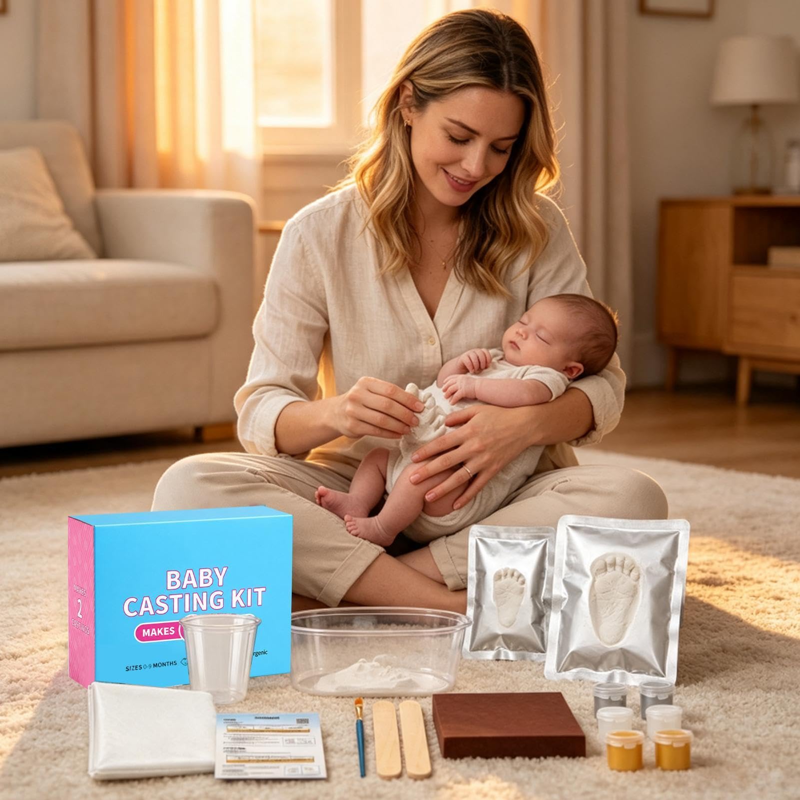 Kit di stampi per mani e piedi per bambini, ricordo in gesso di impronte di | Kit svuotato mano e piede per bambini, doccia, matrimonio, fidanzamento, appuntamento notturno in coppia, compleanno
