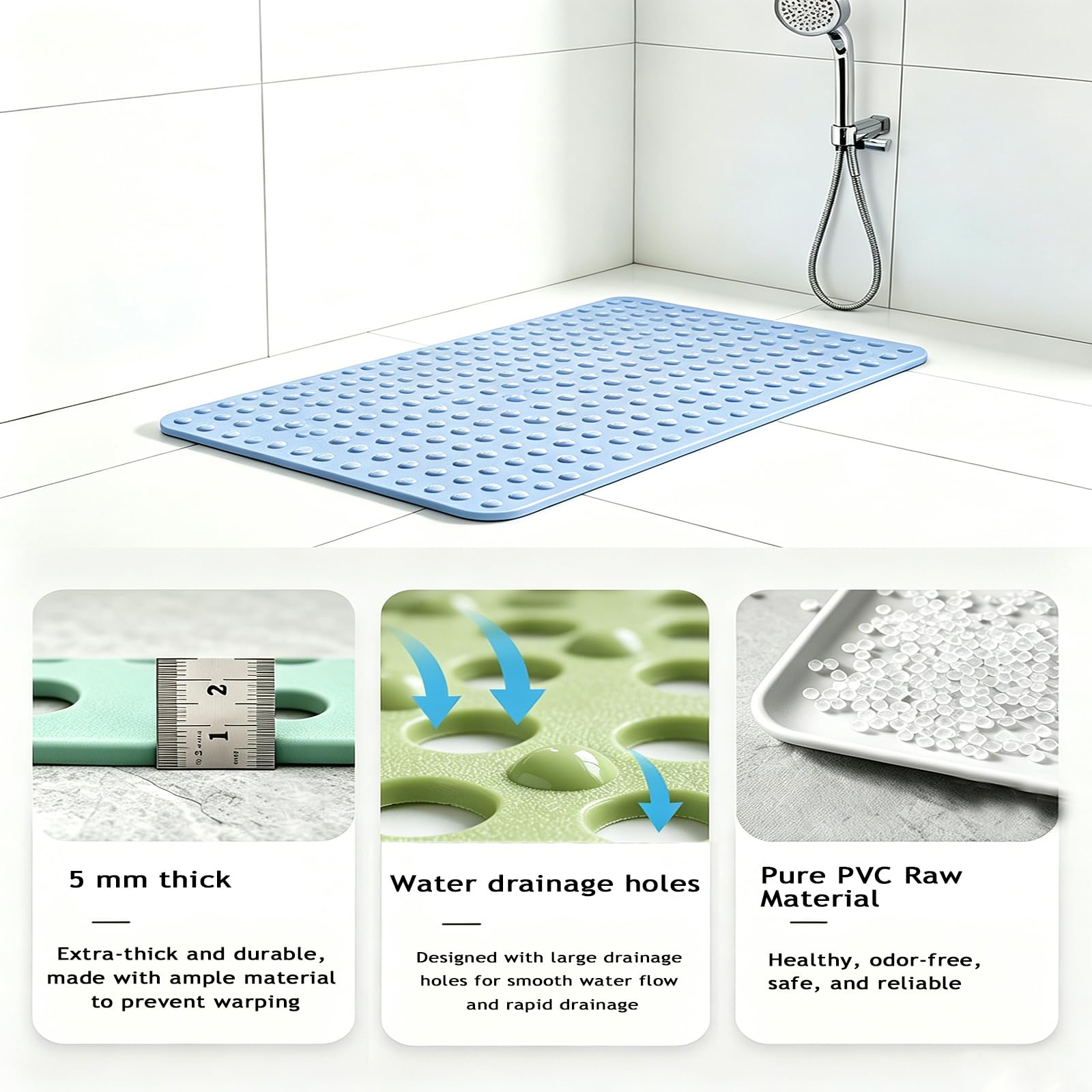 Generico Tappeto Bagno PVC Antiscivolo Rapido Massaggio per Bagni E Vasche da Bagno