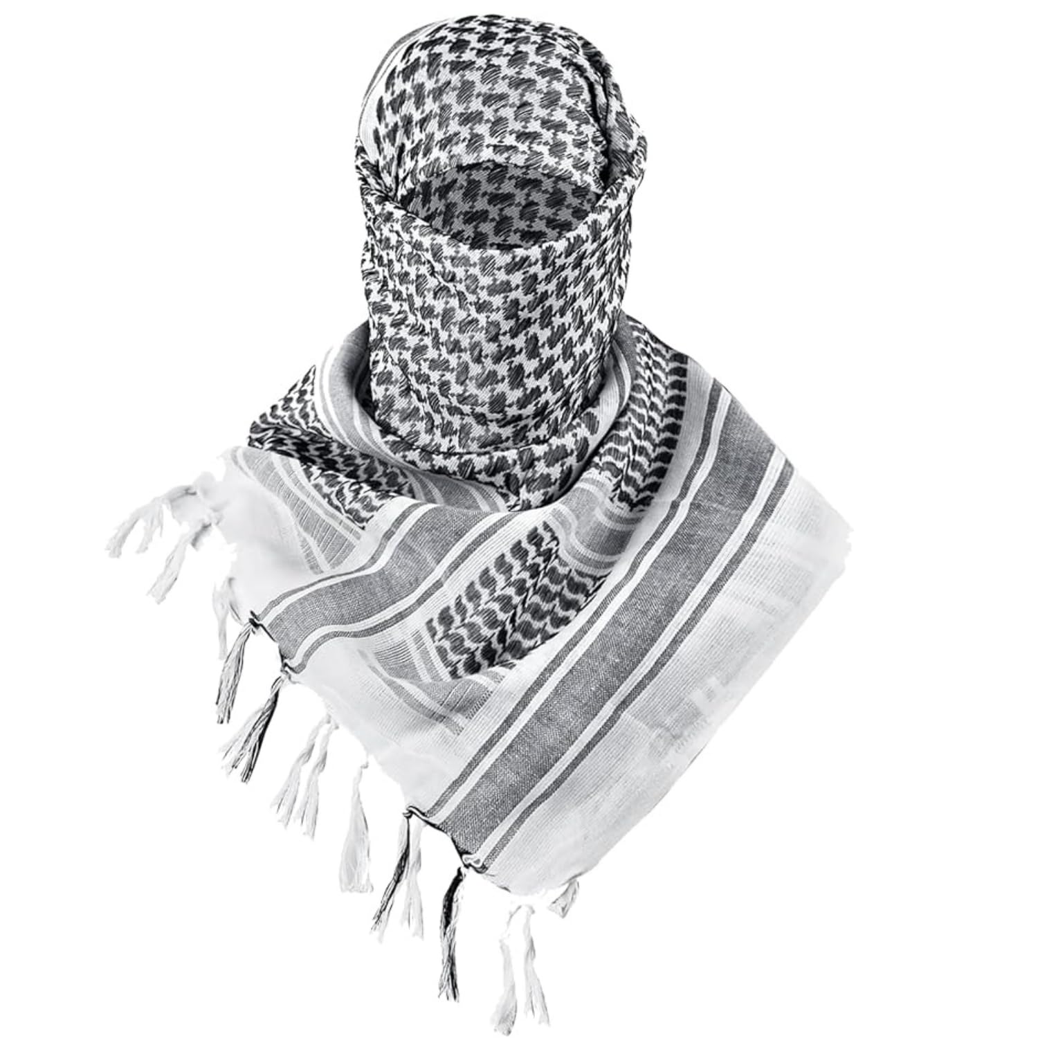 Cotton Shemagh Keffiyeh Scarf – Lightweight Tactical Desert Head Neck Wrap, Sun Protection Outdoor Scarf for Summer Hiking