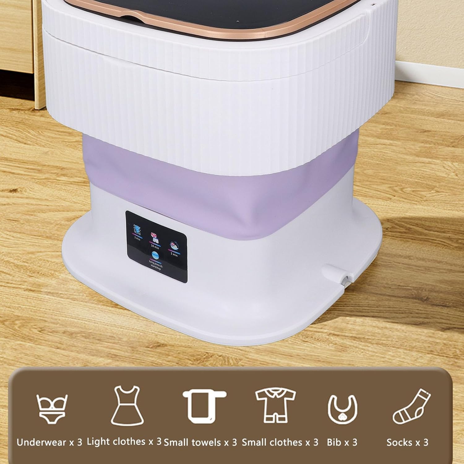 Pssopp Portable Laundry Washing Machine, 11.5L Underwear Baby Clothes Cleaner with Drain Hose for Small Space Dormitory Motorhome Use (US Plug)