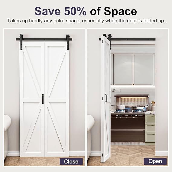 40 x 84 K Shape Bifold Barn Door with Hardware and Track Kit Included