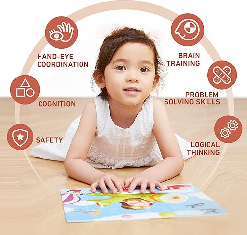 Miniatura 6 de TOI Rompecabezas nivelados para niños de 5 años en adelante, rompecabezas de aprendizaje preescolar, piezas grandes, juego educativo para niños y