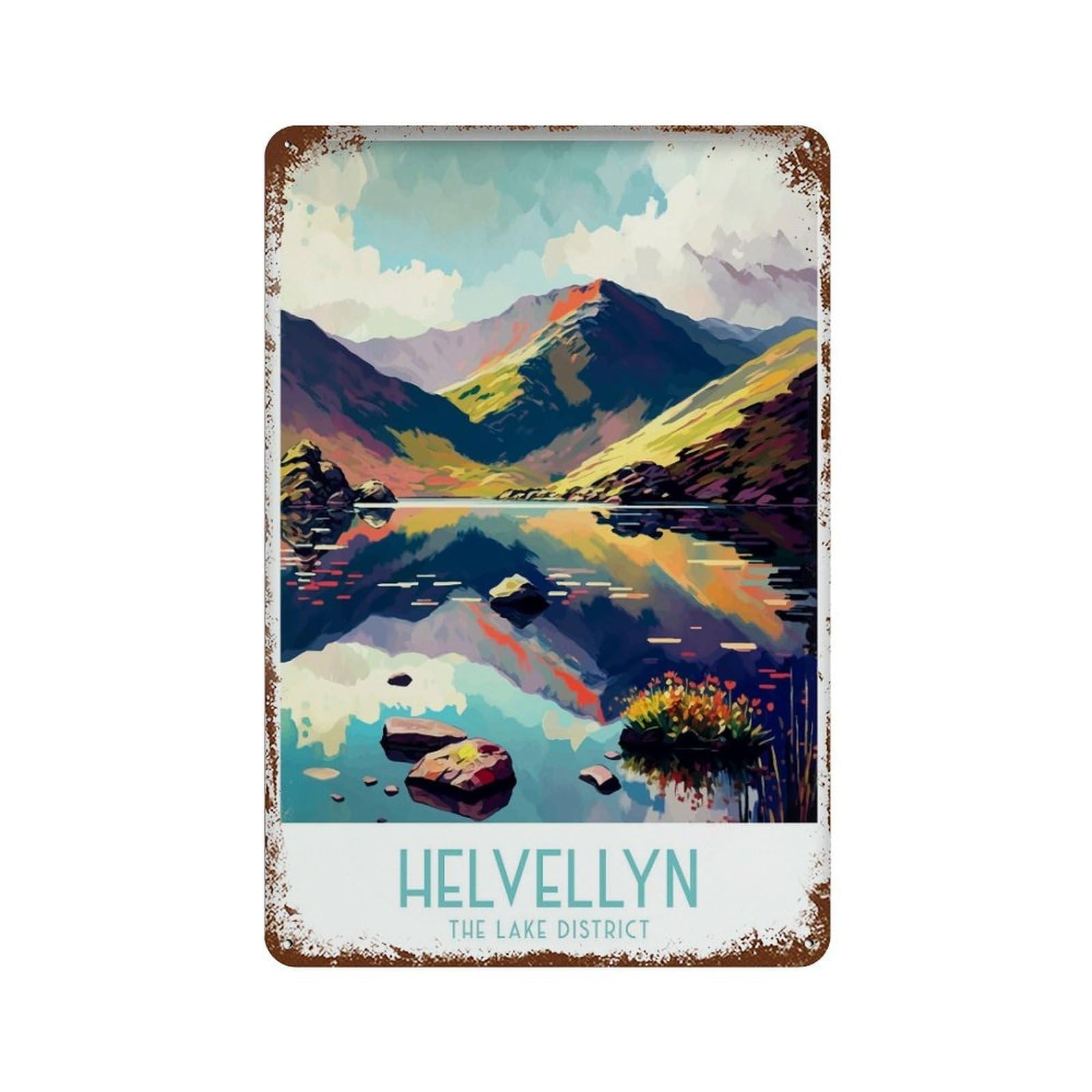 xiaoxiaoshen Helvellyn Travel Lake District Striding Edge Hiking Cumbria Wall Decor Art Metal Tin Poster Modern Home Decor Art Home Bar Shop Decorations Vintage Sign 30x20cm