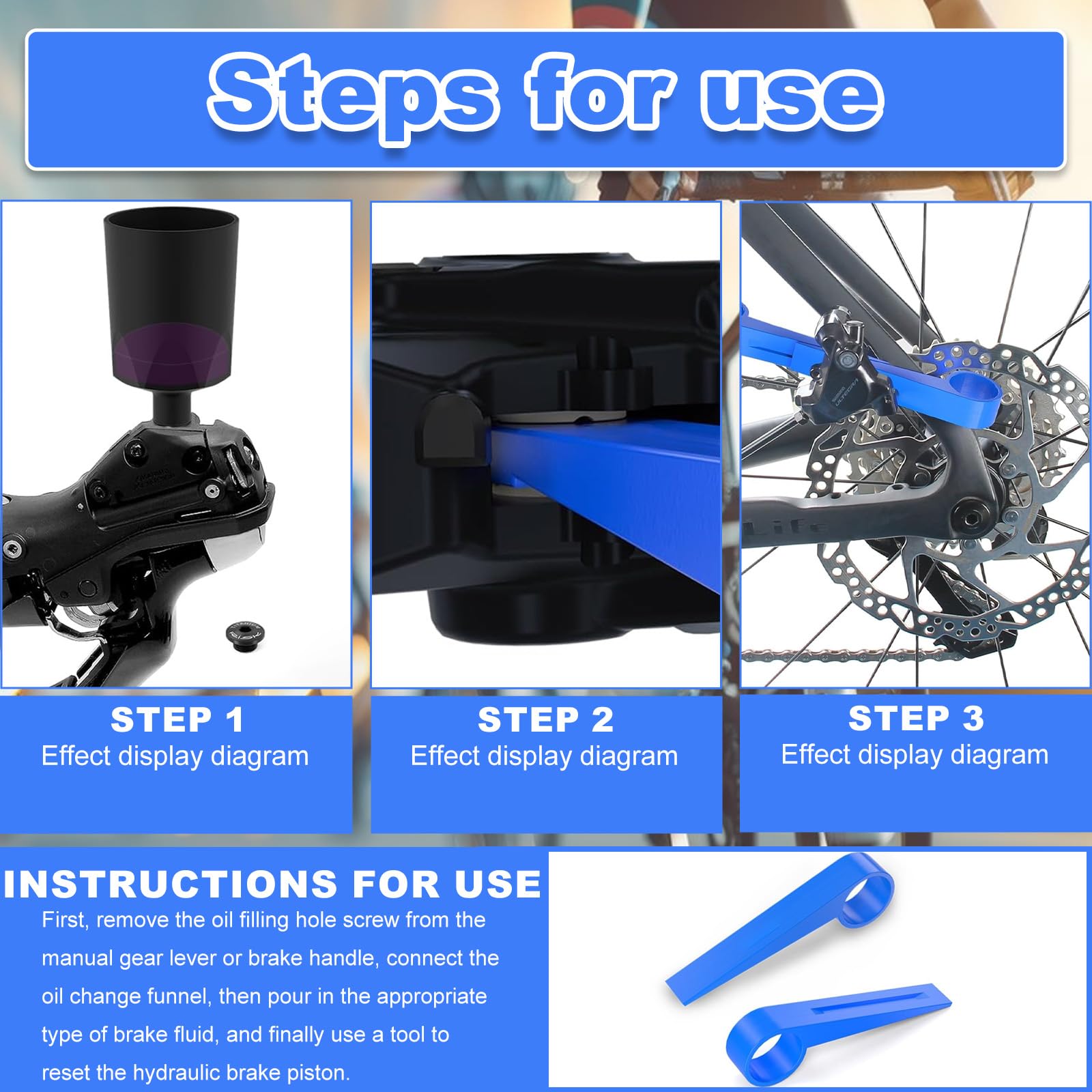 Freno idraulico bici - 2pcs Reset Strumento per Pistoni Freno a Disco, Attrezzo Allineamento Universale per Manutenzione Freni per MTB Bici Strada, Blu.