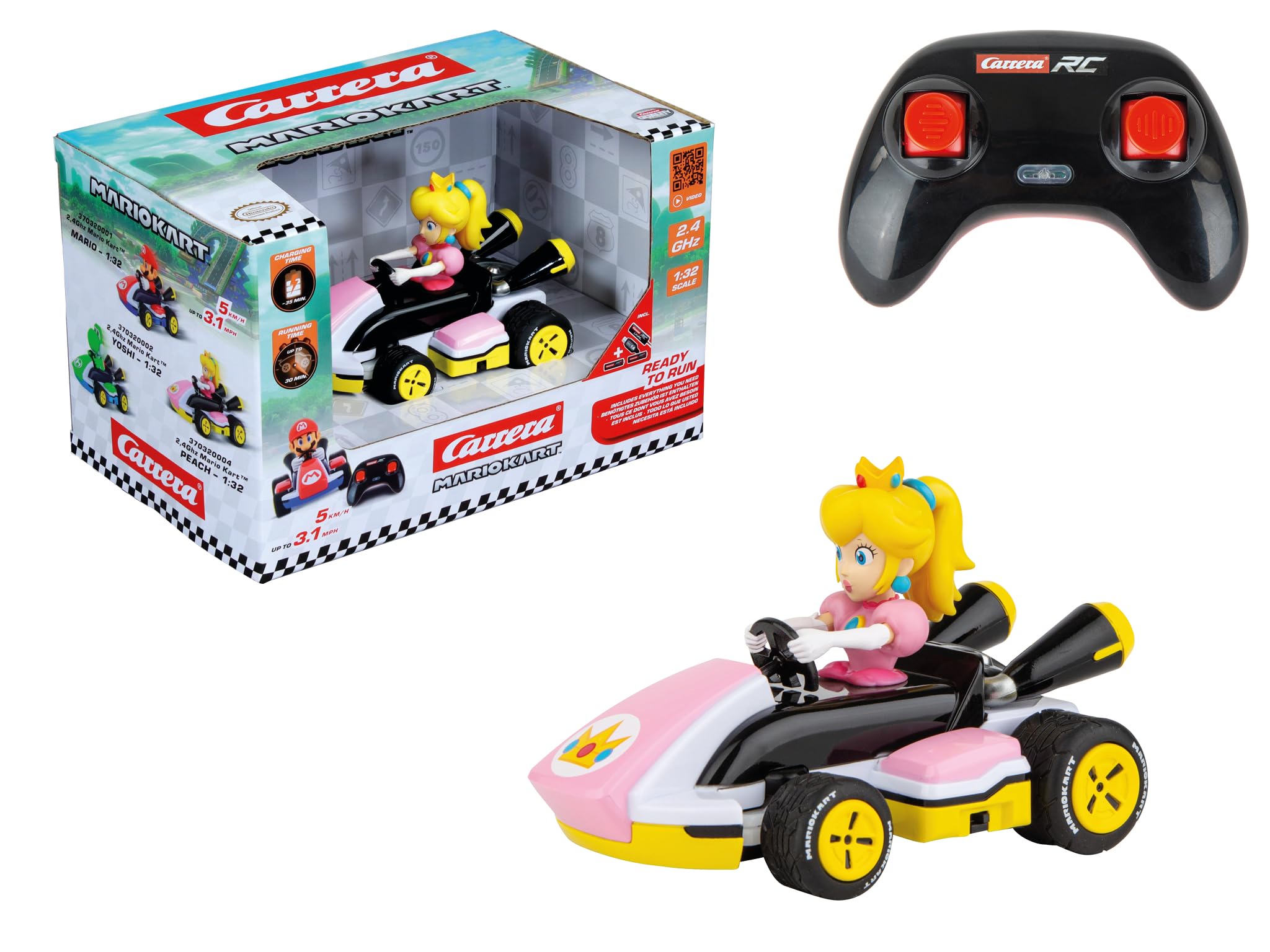 Carrera RC I 2.4GHz Mario Kart Race Kart 1:32 I Peach RC Vehicle I Officially Licensed I Authentic Design I For Nintendo Fans I Remote Controlled Car