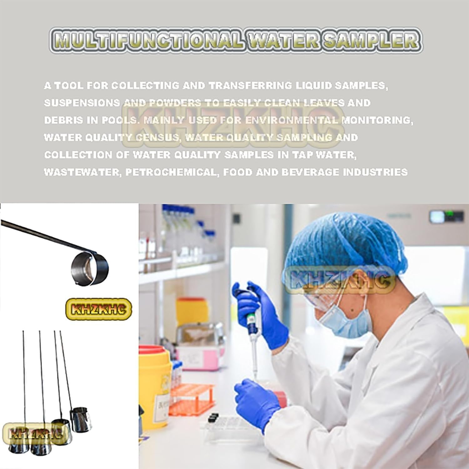 Tomamuestras Agua Acero Inoxidable De 250 Ml, Cucharón Muestreo Agua, Longitud Del Mango, Gancho De 1 M Con Asa, Cucharón Líquido Resistente For Pruebas Laboratorio, Industriales Y Ambientales