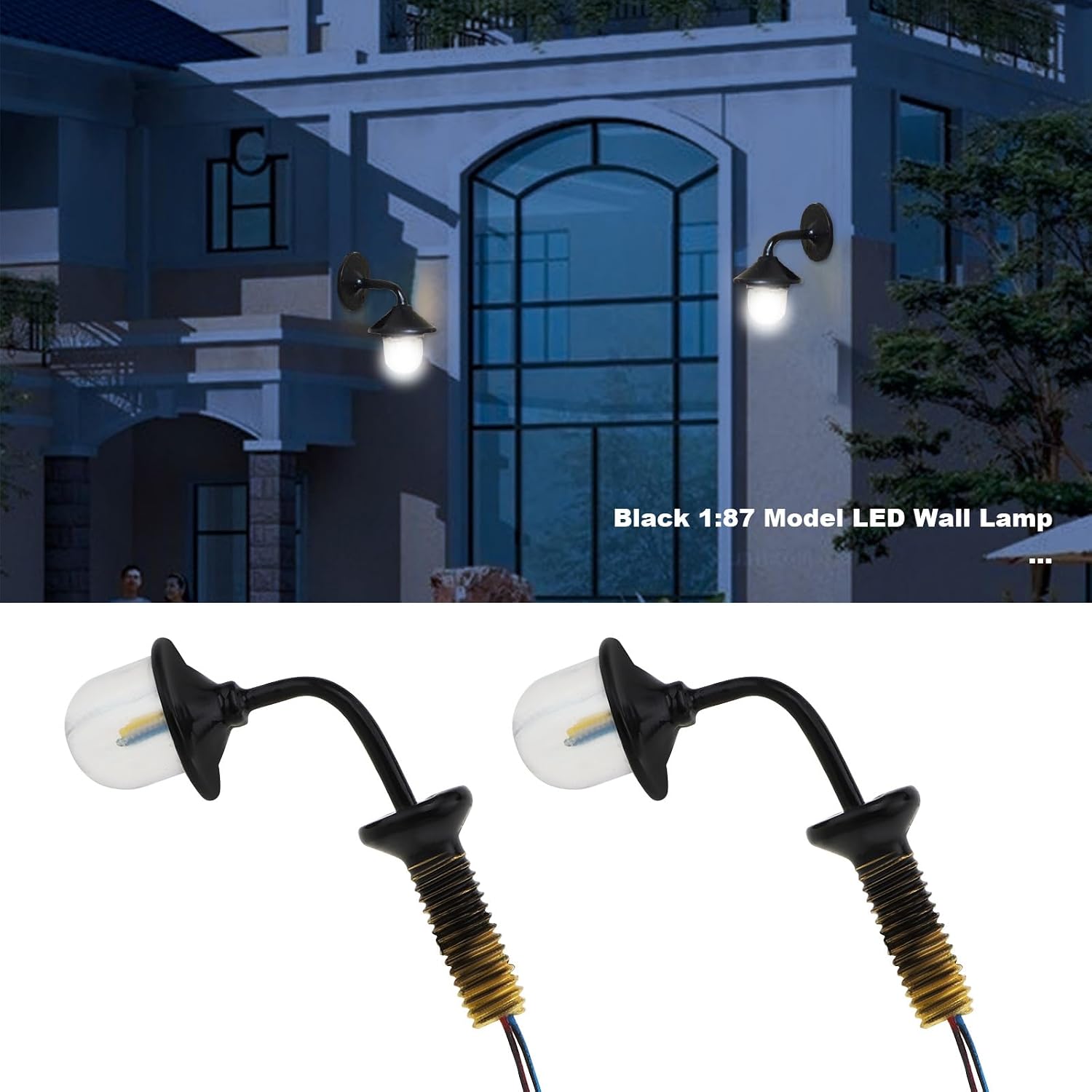5pcs Model LED Wall Lamps 1:87 Scale Outdoor Wall Lights Model Street Light Replacements for Model Railway Miniature Gardens Yards Landscapes, 3V