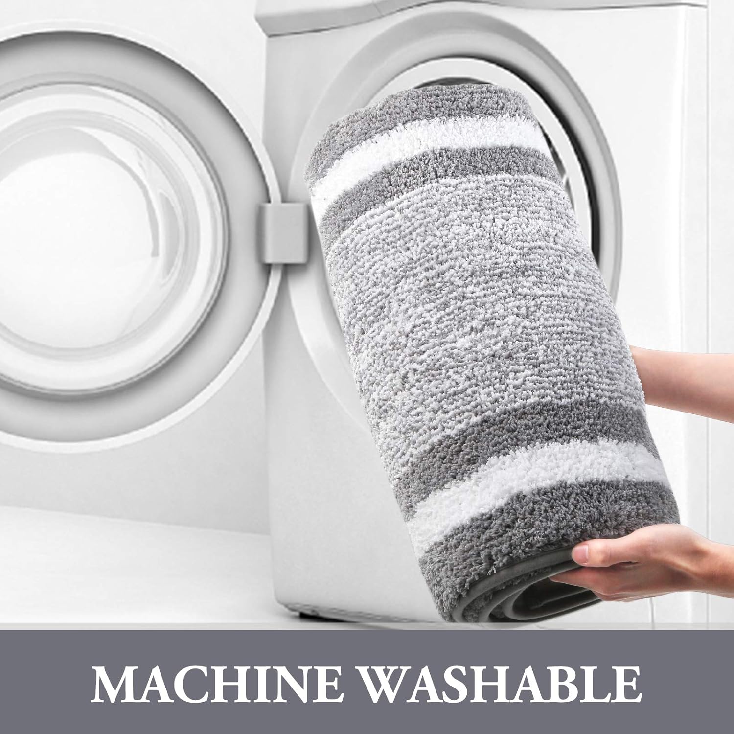 KMAT Bathroom Rugs Bath Mat,Non-Slip Fluffy Soft Plush Microfiber Bath Rugs, Machine Washable Quick Dry Shaggy Shower Carpet Rug for Bathroom, Tub and Shower,Grey,20"x59" : Home & Kitchen