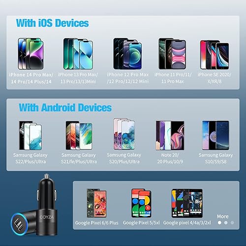 Miniatura 4 de Cargador rápido USB C para automóvil, paquete de 2 adaptadores de carga de encendedor de cigarrillos de 30 W tipo C de 12 V, puertos de carga rápida