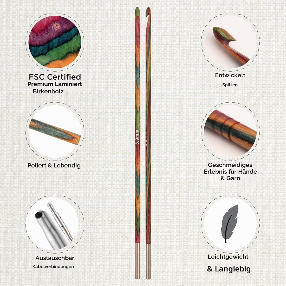 KnitPro Symfonie Afghanisch/Tunesisches Häkelnadel Set | 8 Größen (3,5mm bis 8mm)