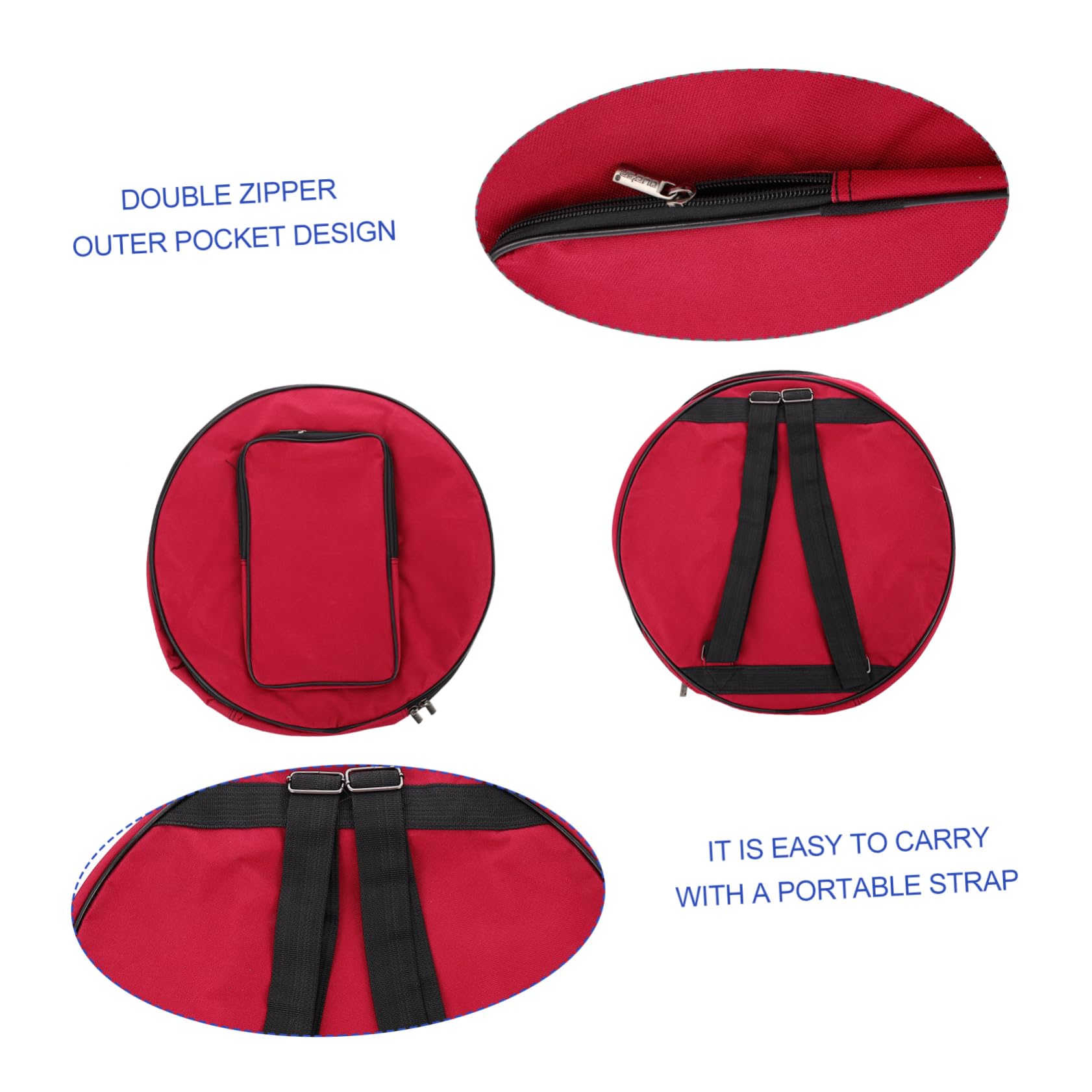 Alasum Borsa per Rullante 13-14 Pollici Imbottita Oxford Rossa Tracolla Portatile per Accessori Percussioni per Esibizioni All'aperto
