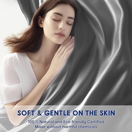 Miniatura 6 de SONORO KATE Sábanas 100% de algodón egipcio, juego de sábanas de 1200 hilos, lujoso y refrescante algodón de hotel de 4 piezas, tejido satinado para