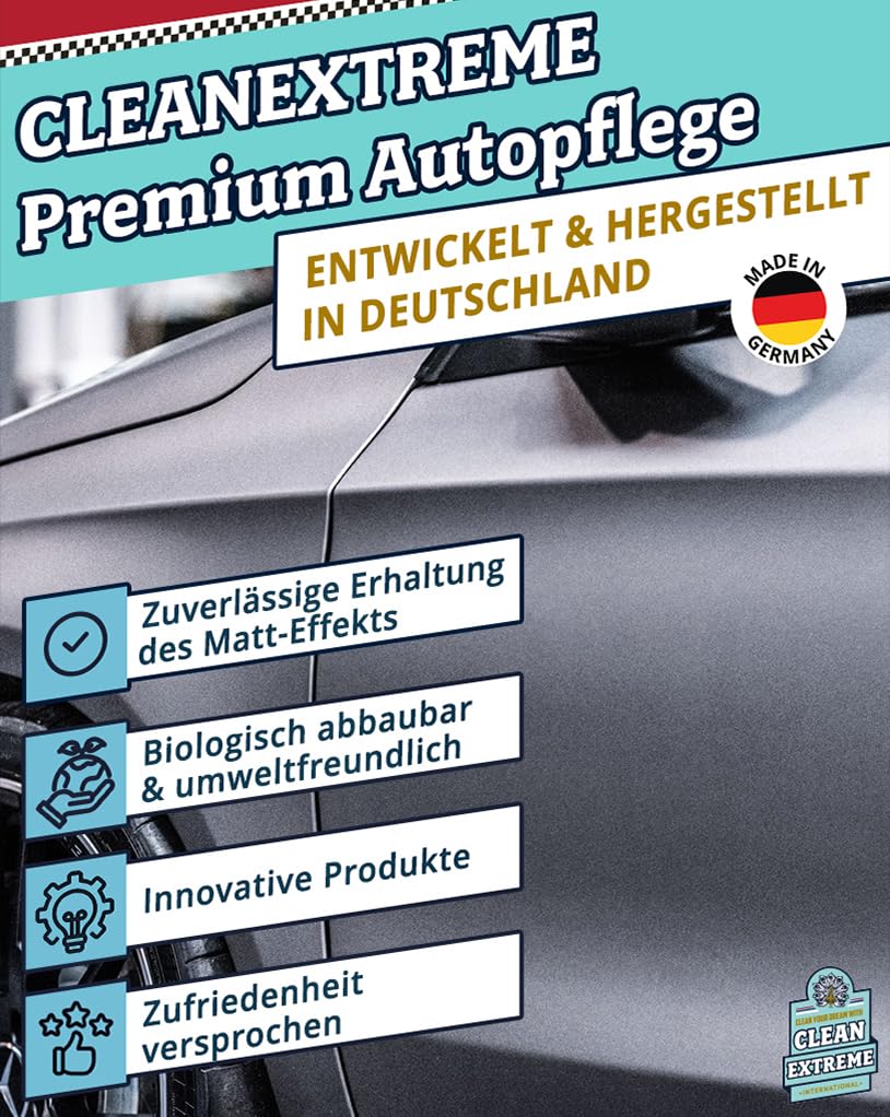 500ml Auto Mattlack Pflege + 500ml Mattlack Intensiv Reiniger + 2 Mikrofasertücher | Finish Set | Zum Reinigen Pflegen Versiegeln von Autolack matt & Matt-Folie