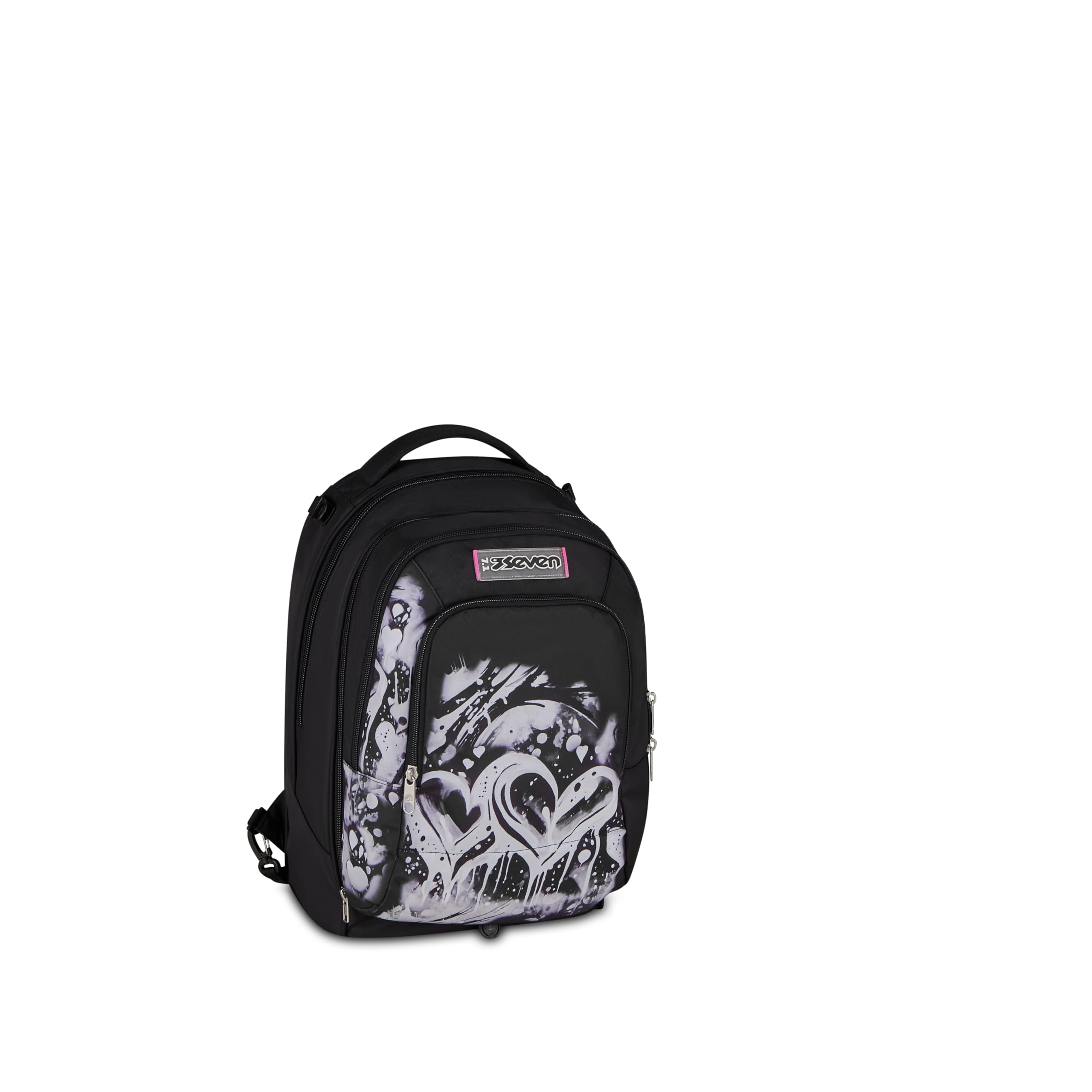 Seven Trolley Scuola Jack 8 Ruote Detach PLUMPY LINE GIRL, Nero, 43 L, Scomponibile, Zainetto staccabile, 4 in 1, Cross-over System, Tasche multifunzione, Scuola elementare e media, Bambini, Ragazzi