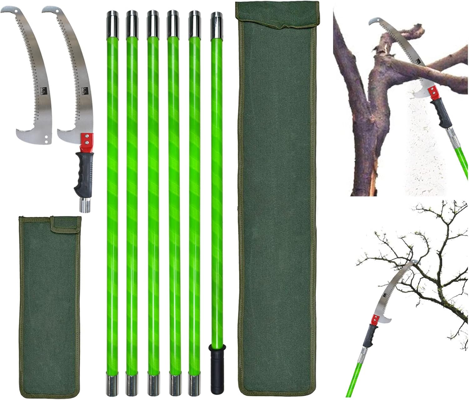 Shaledig Pole Saws for Tree Trimming, 21Feet Tree Trimmers Long Handle with Double Hook Saw, Durable and Safe Tree Pruner Cutter Tree Trimmer Pruning Saw, Sharp Tree Pruner with Extendable Pole 21ft Pole Saw