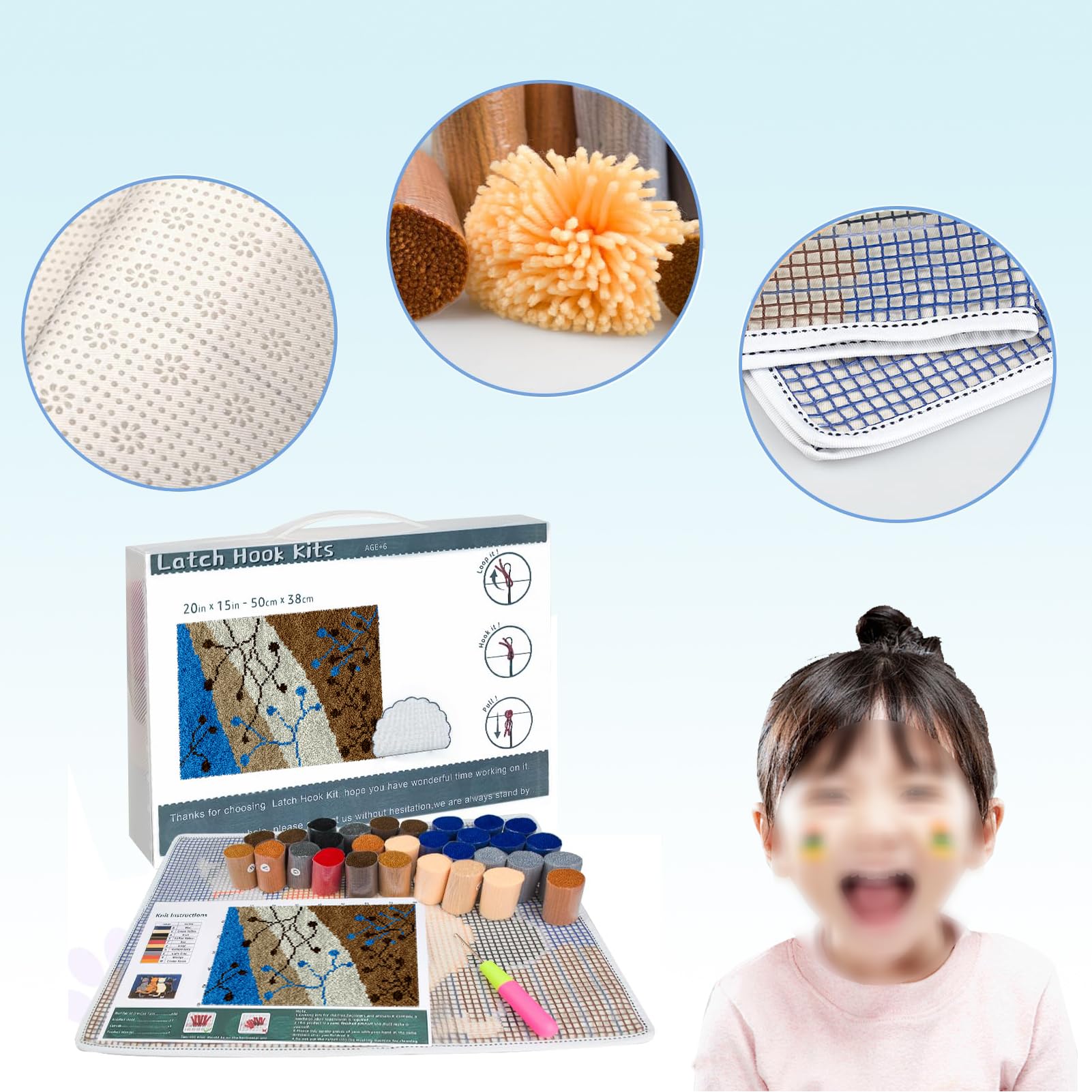 Knüpfteppich Zum Selber Knüpfen, Tapisserie Teppich Knüpf-Sets Kreuzstich Set, DIY Handwerk Geschenke, Knüpfen Set Für Erwachsene Fußabtreter Knüpfen Set, Knüpfen 90 x 120 cm