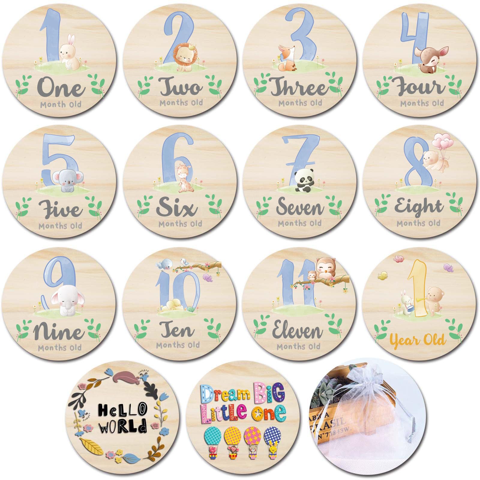 Baby Monthly Milestone Cards for Newborn Girl or Boy,Monthly Baby Milestone Newborn Sign Baby Month Anniversary Cards,Baby Shower Cards Come with